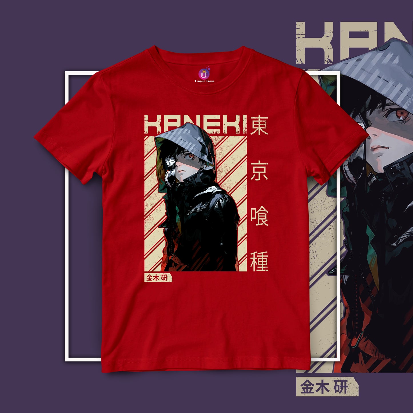 Tokyo Ghoul Kaneki Anime Graphics Half Sleeve Round Neck Unisex Tshirt