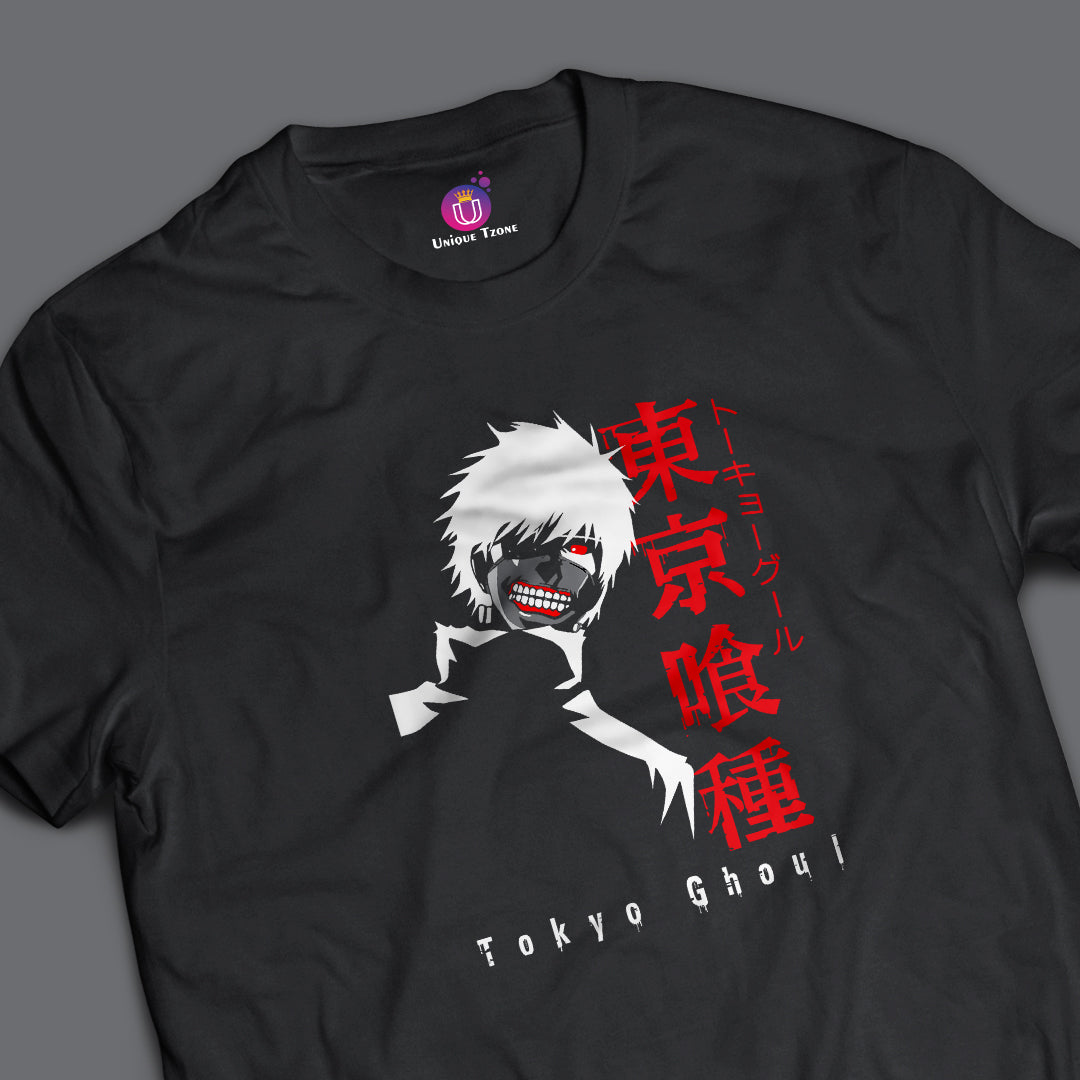 Anime Graphics Tokyo Ghoul Round Neck Half Sleeve Unisex Cotton Tshirt