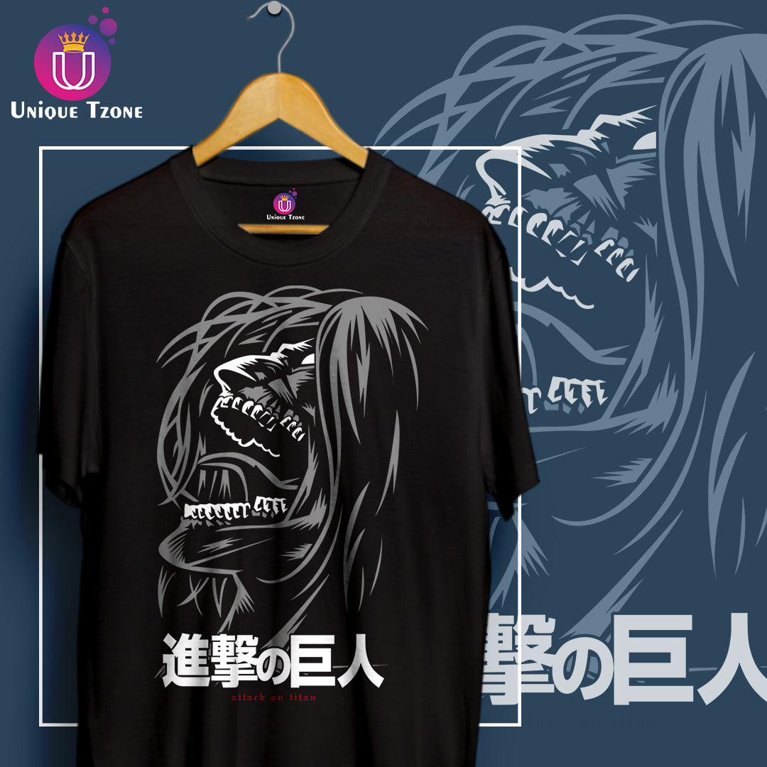 Attack on Titan Anime Graphics Round Neck Half Sleeve Unisex Cotton Tshirt