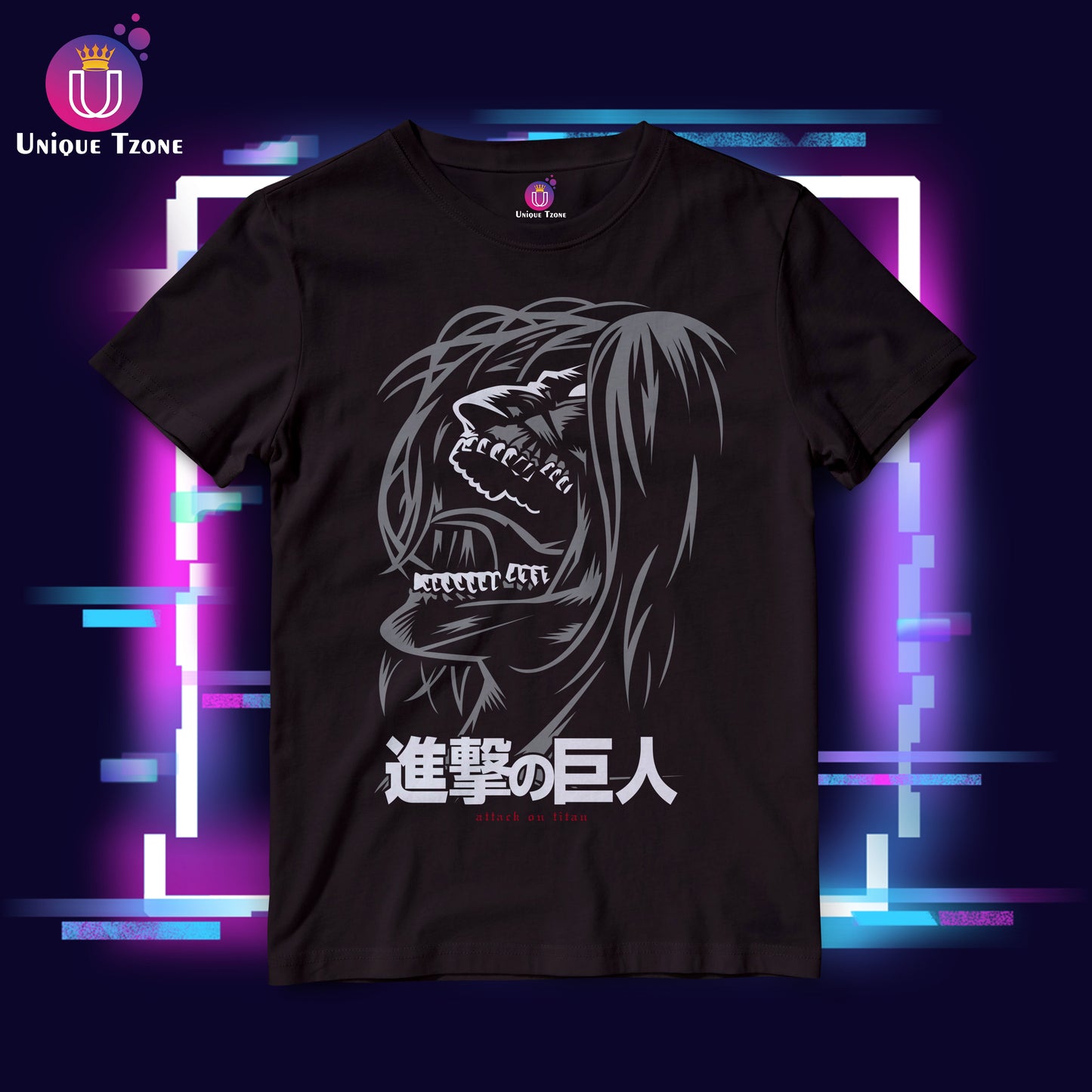 Attack on Titan Anime Graphics Round Neck Half Sleeve Unisex Cotton Tshirt