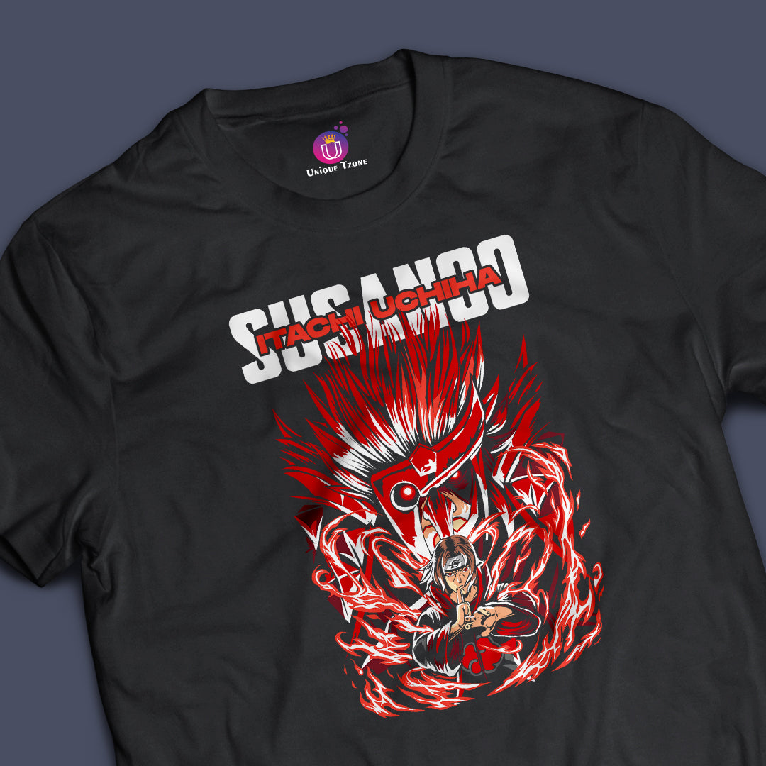 Susanoo Itachi Uchiha Anime Graphics Half Sleeve Unisex Round Neck Premium Cotton Tshirt