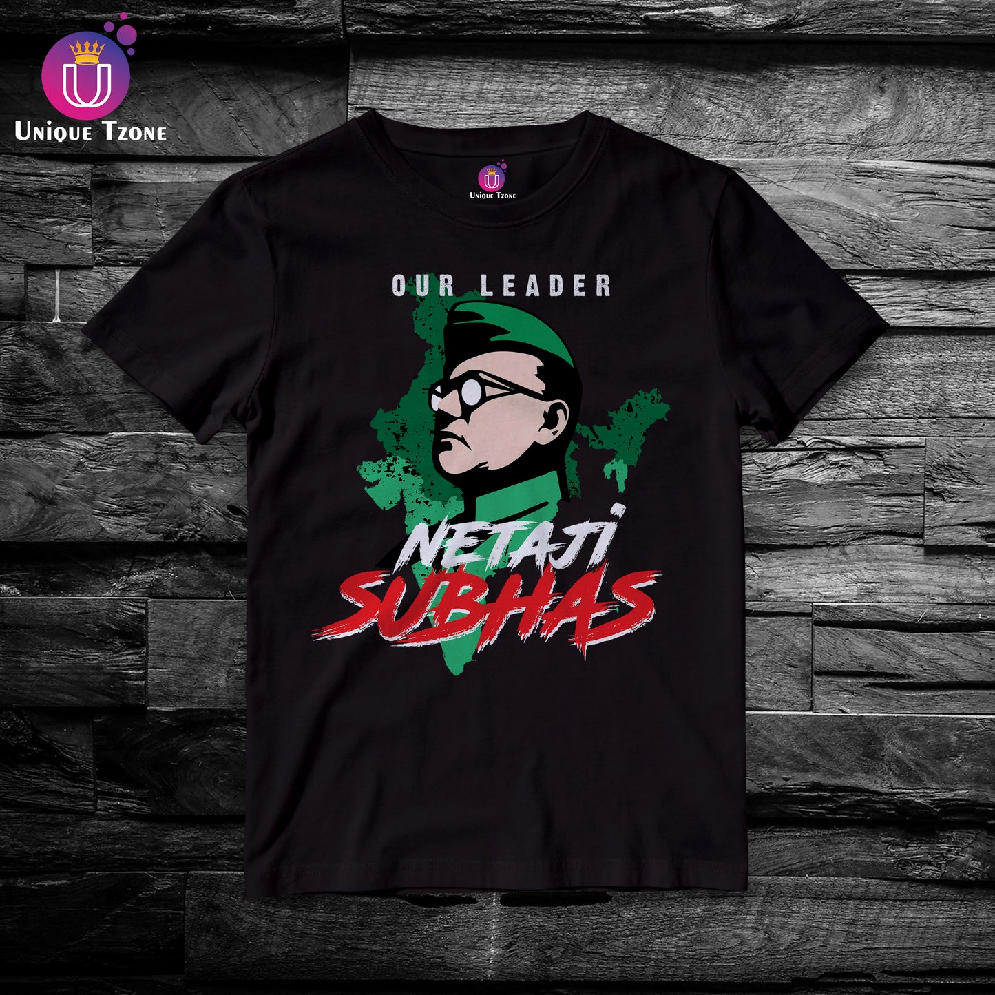 Our Leader Netaji Subhas Round Neck Half Sleeve Unisex Cotton Tshirt