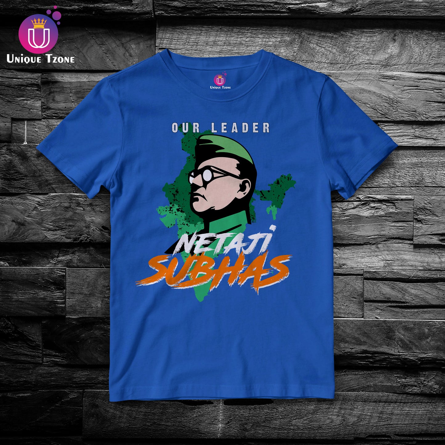 Our Leader Netaji Subhas Round Neck Half Sleeve Unisex Cotton Tshirt
