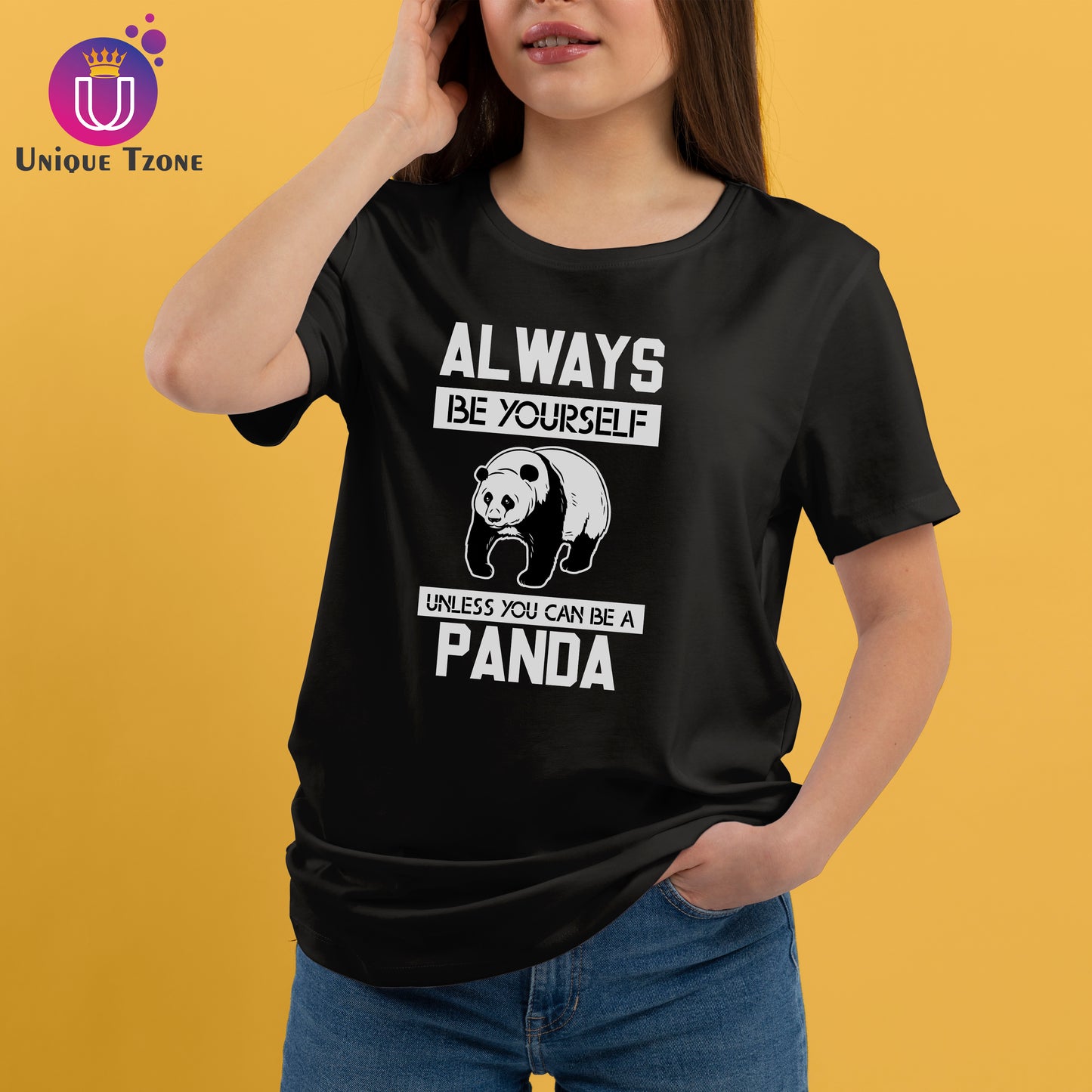 Always Be Yourself Black Round Neck Half Sleeve Cotton T-shirt