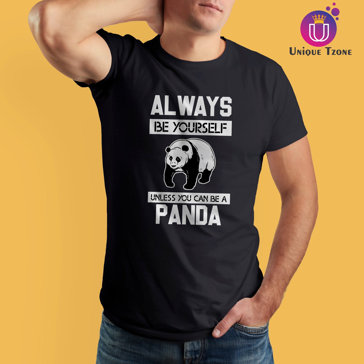Always Be Yourself Black Round Neck Half Sleeve Cotton T-shirt