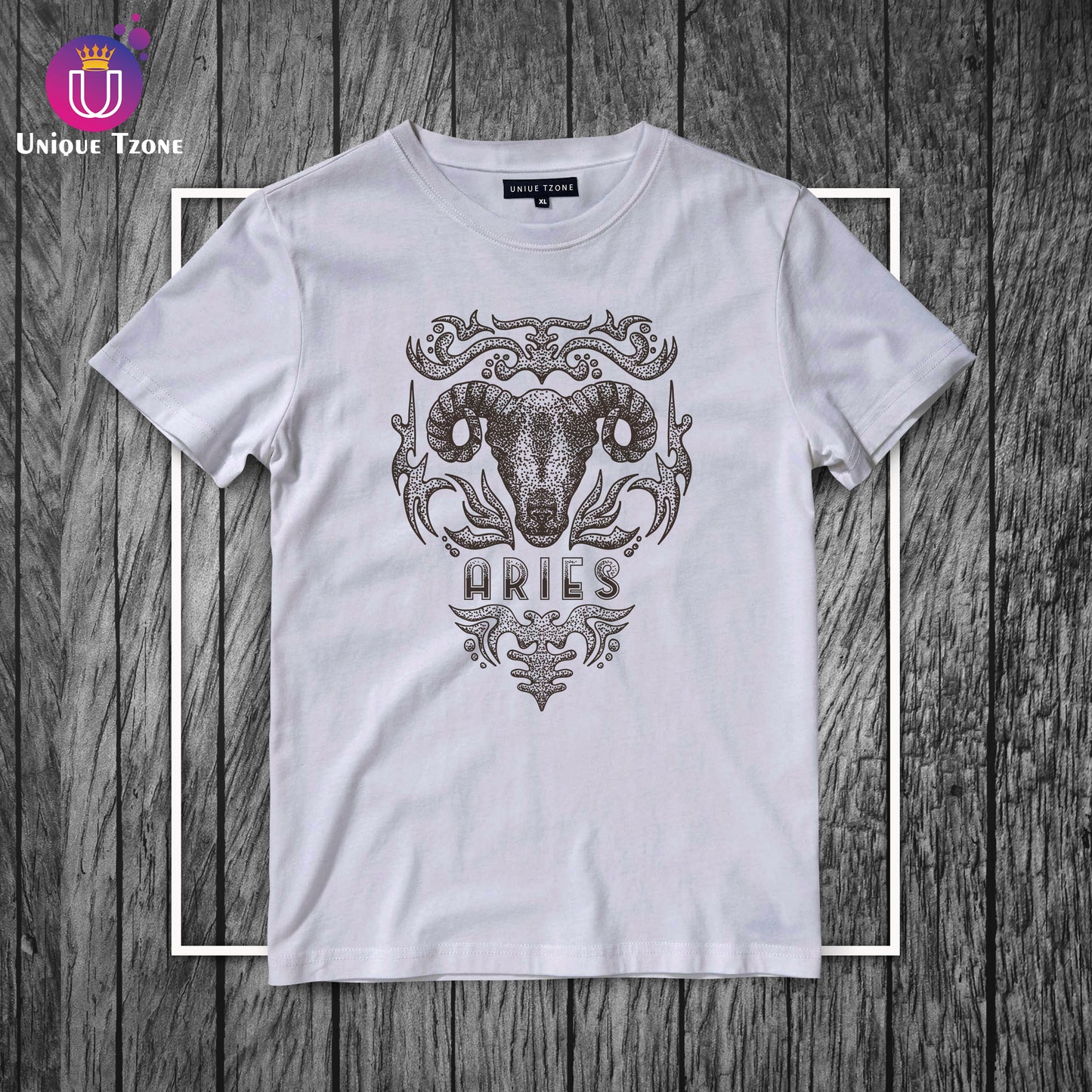 Aries Urban Graphics Zodiac Sign White Cotton Half Sleeve T-shirt