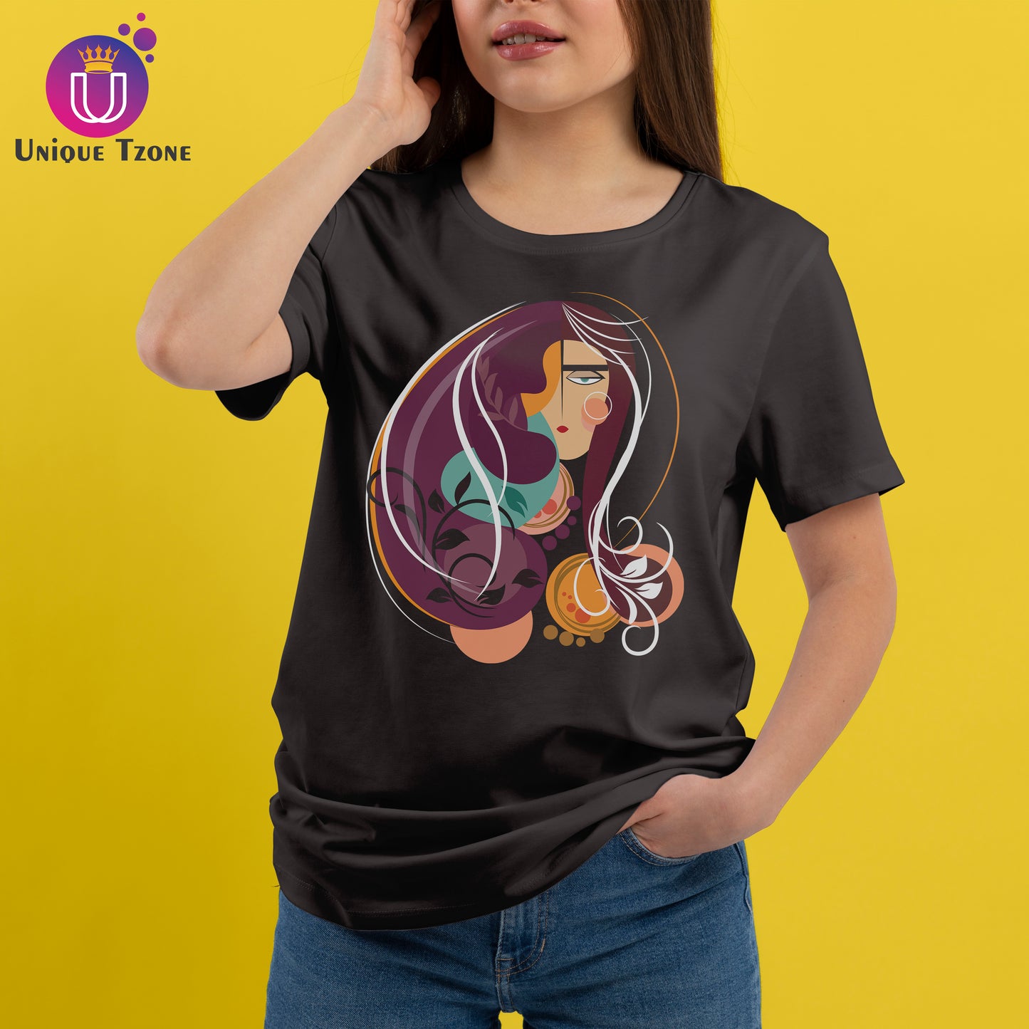 Artestic Flowral Face Women's Cotton Graphics T-shirt