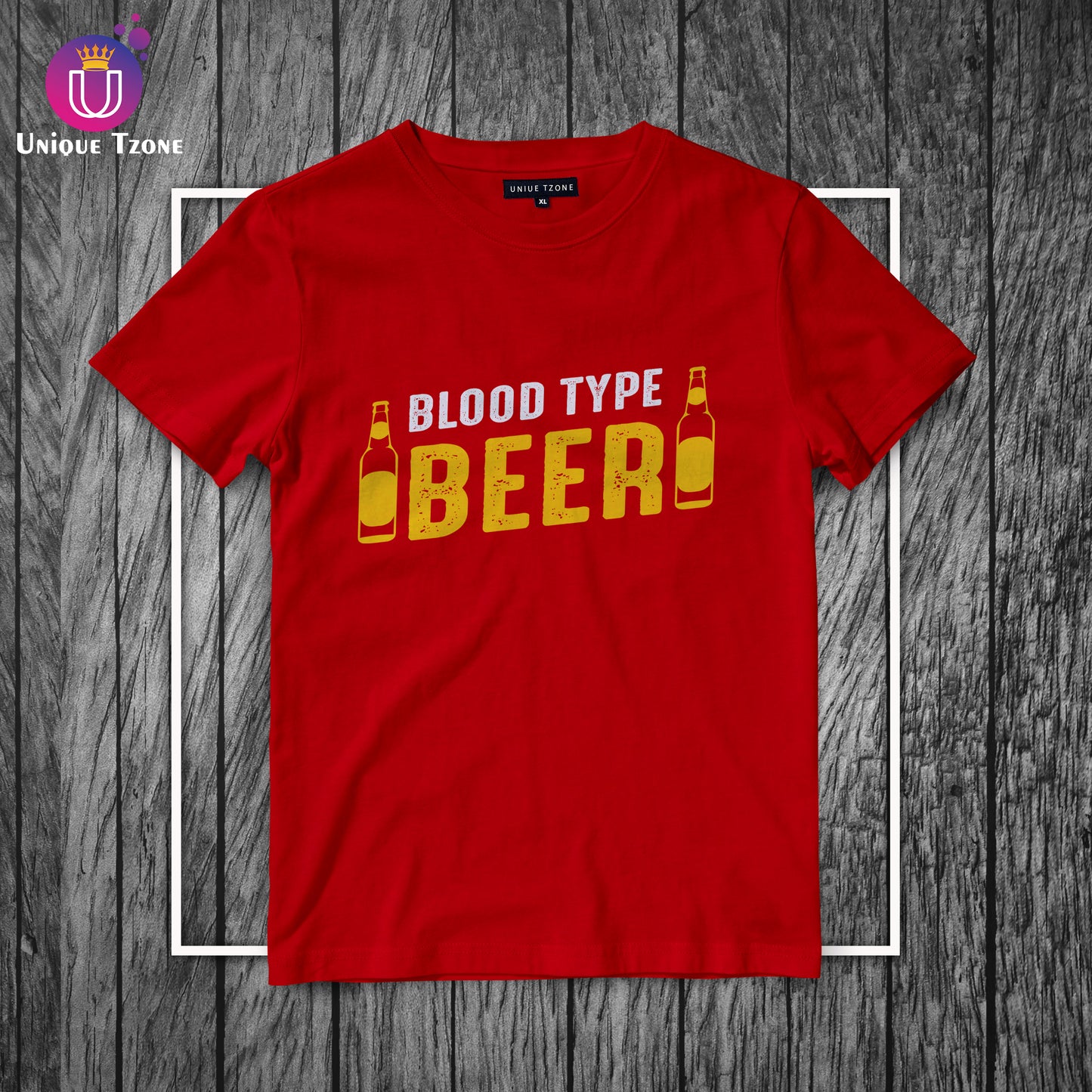 Blood Type Beer Round Neck Half Sleeve Cotton T-shirt