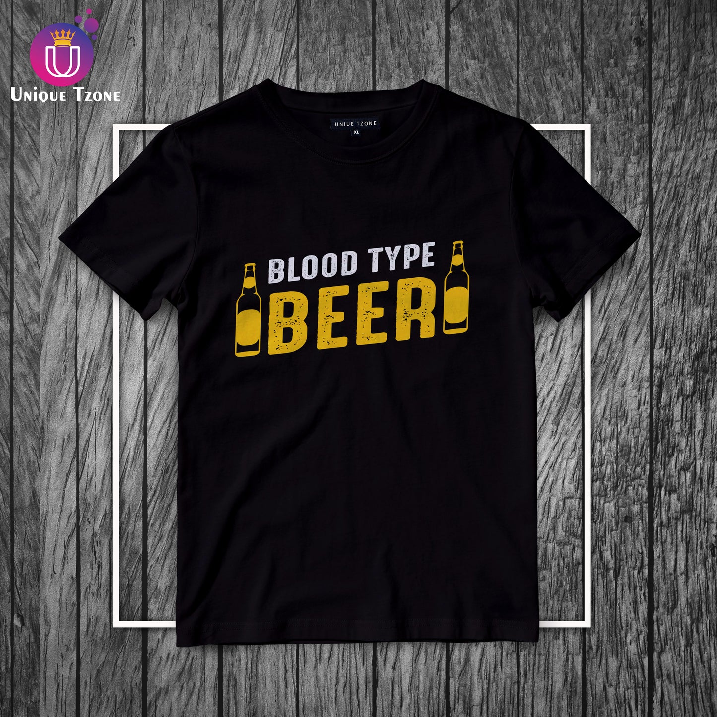 Blood Type Beer Round Neck Half Sleeve Cotton T-shirt