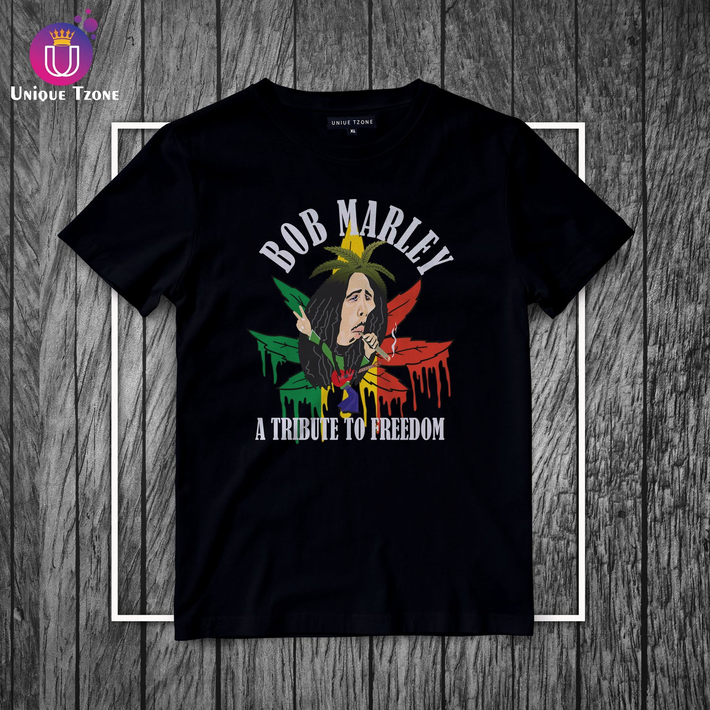 Bob Marley A Tribute To Freedom Round Neck Cotton T-shirt