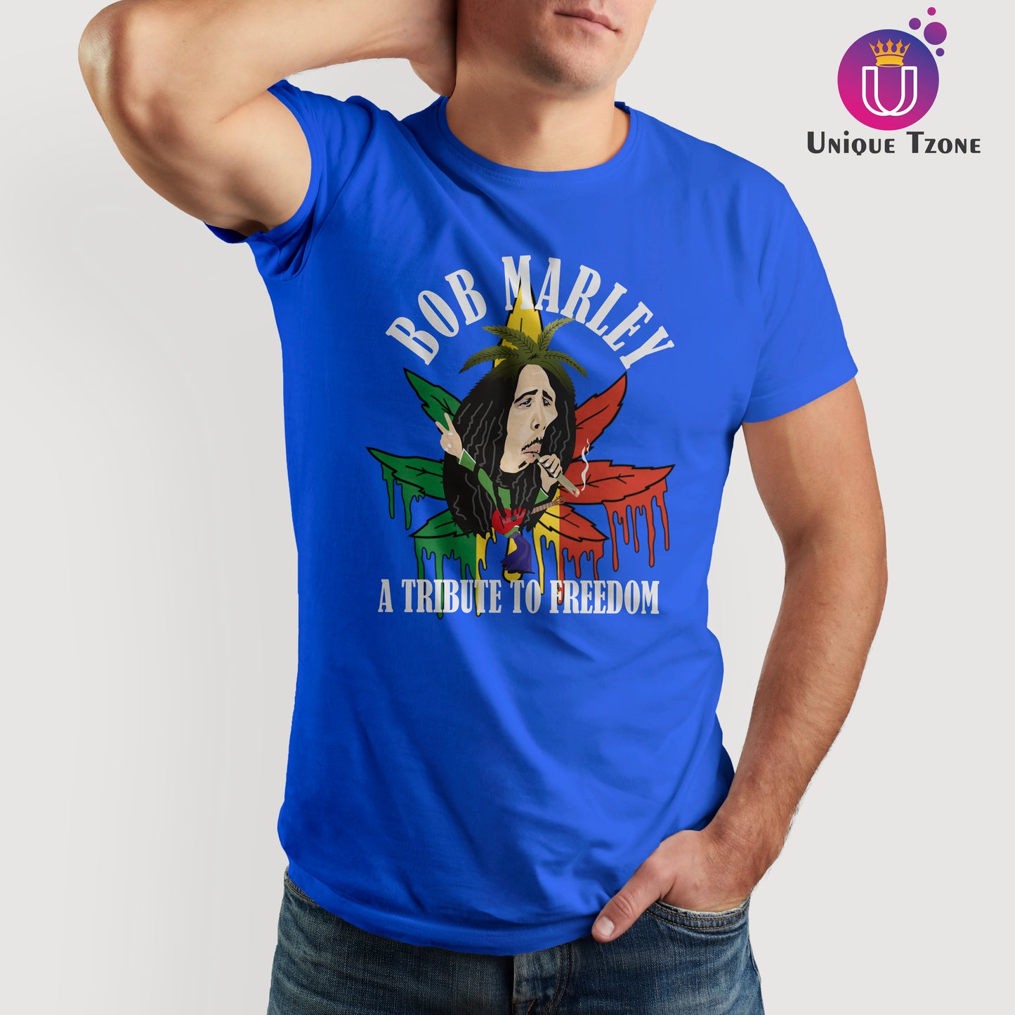 Bob Marley A Tribute To Freedom Round Neck Cotton T-shirt