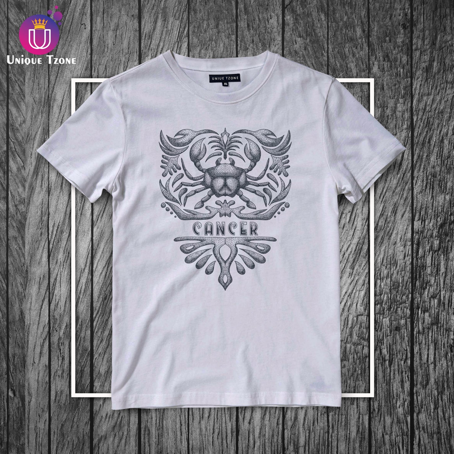Cancer Urban Graphics Zodiac Sign White Cotton Half Sleeve T-shirt