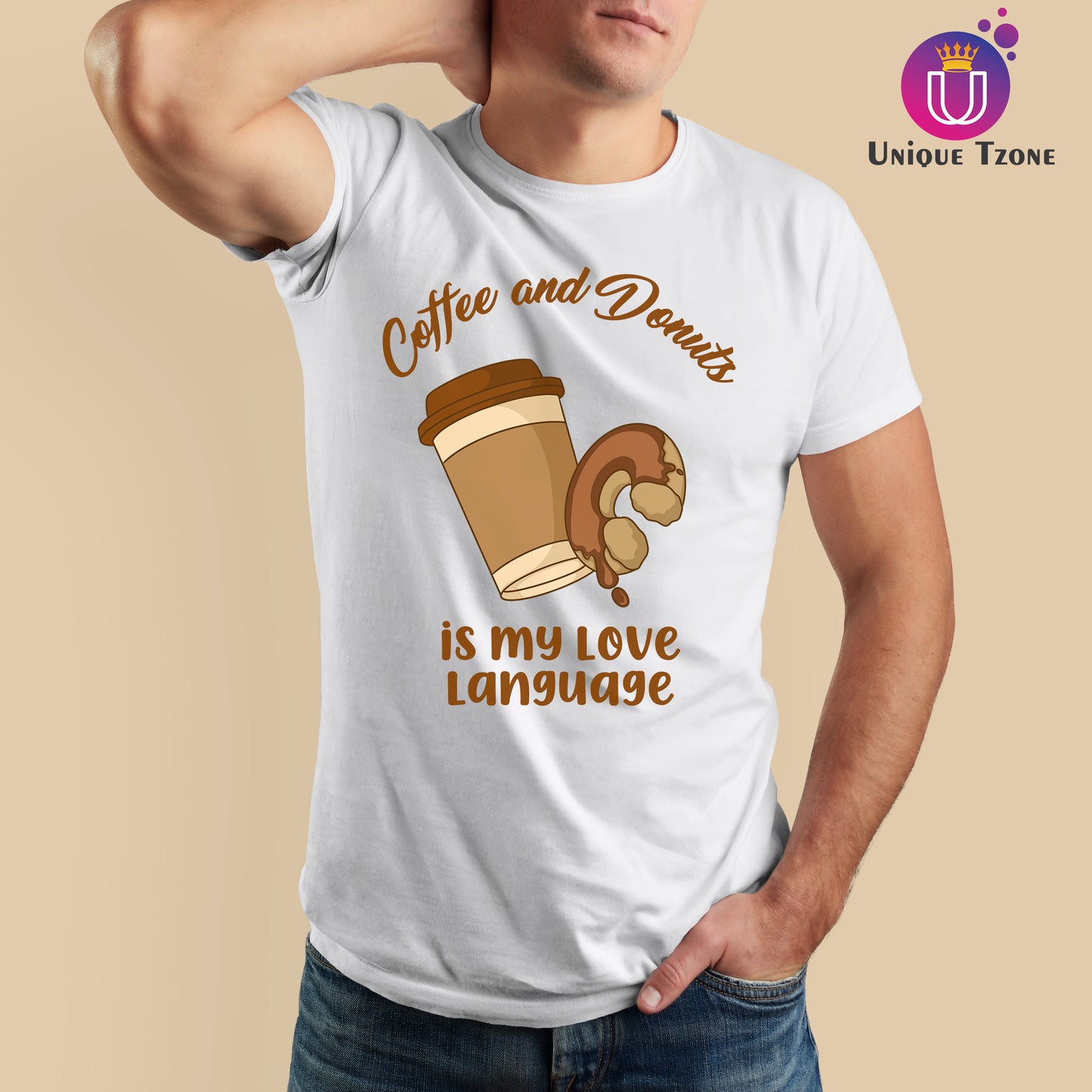 Coffee And Donuts Is My Love Language White Half Sleeve Cotton T-shirt