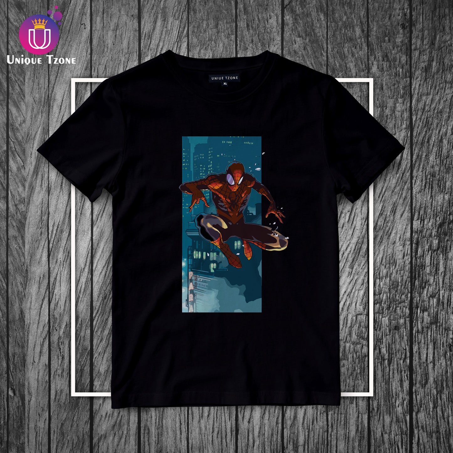 Spidey At Dark Town Marvel Half Sleeve Round Neck Cotton T-shirt