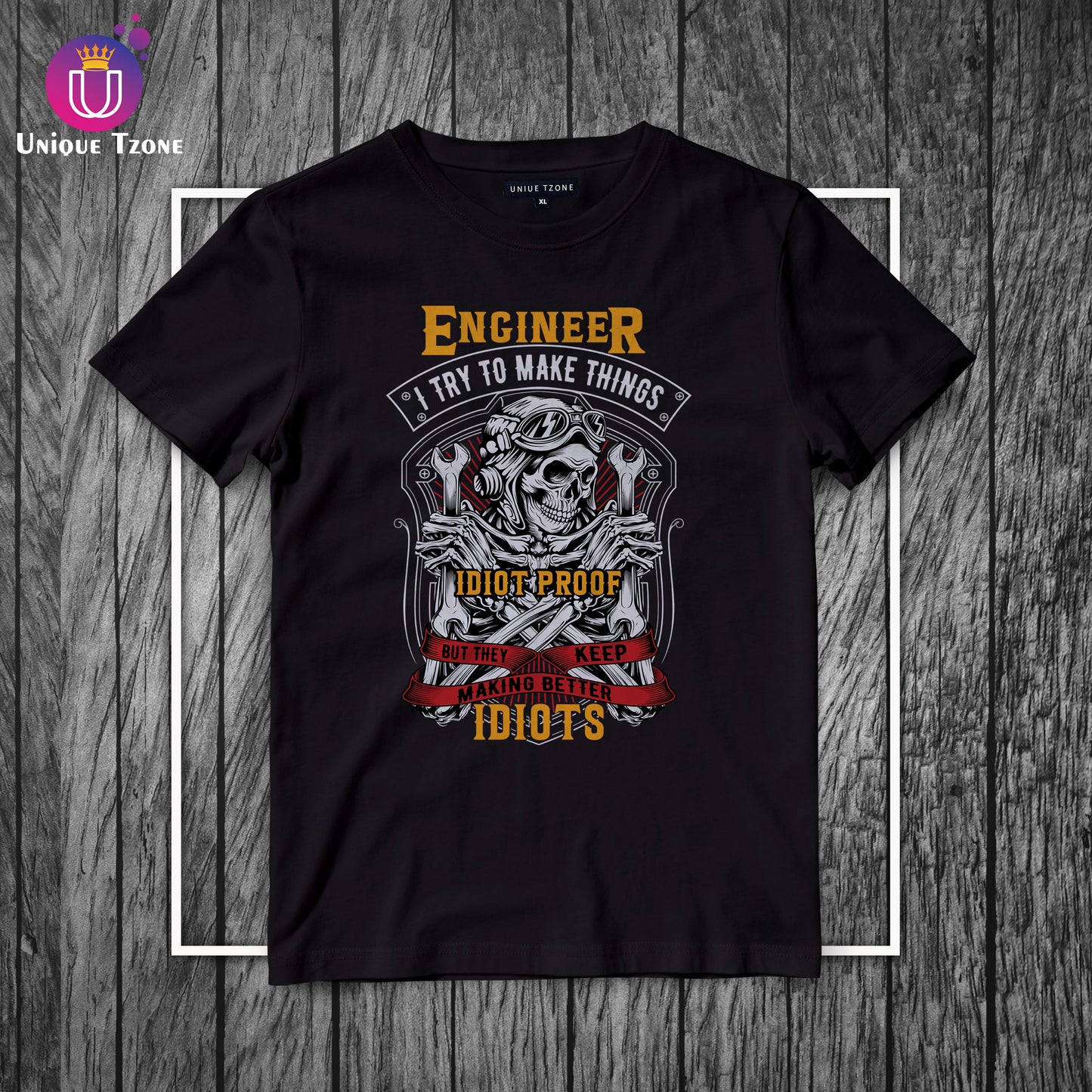 Engineer Try To Make Things Black Cotton Half Sleeve T-shirt