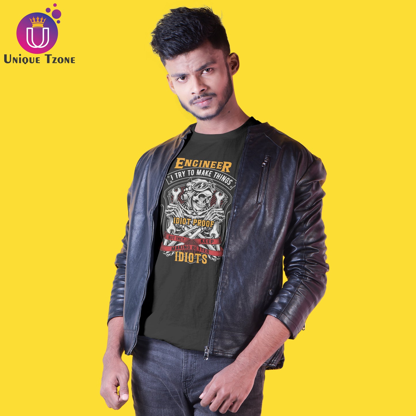 Engineer Try To Make Things Black Cotton Half Sleeve T-shirt