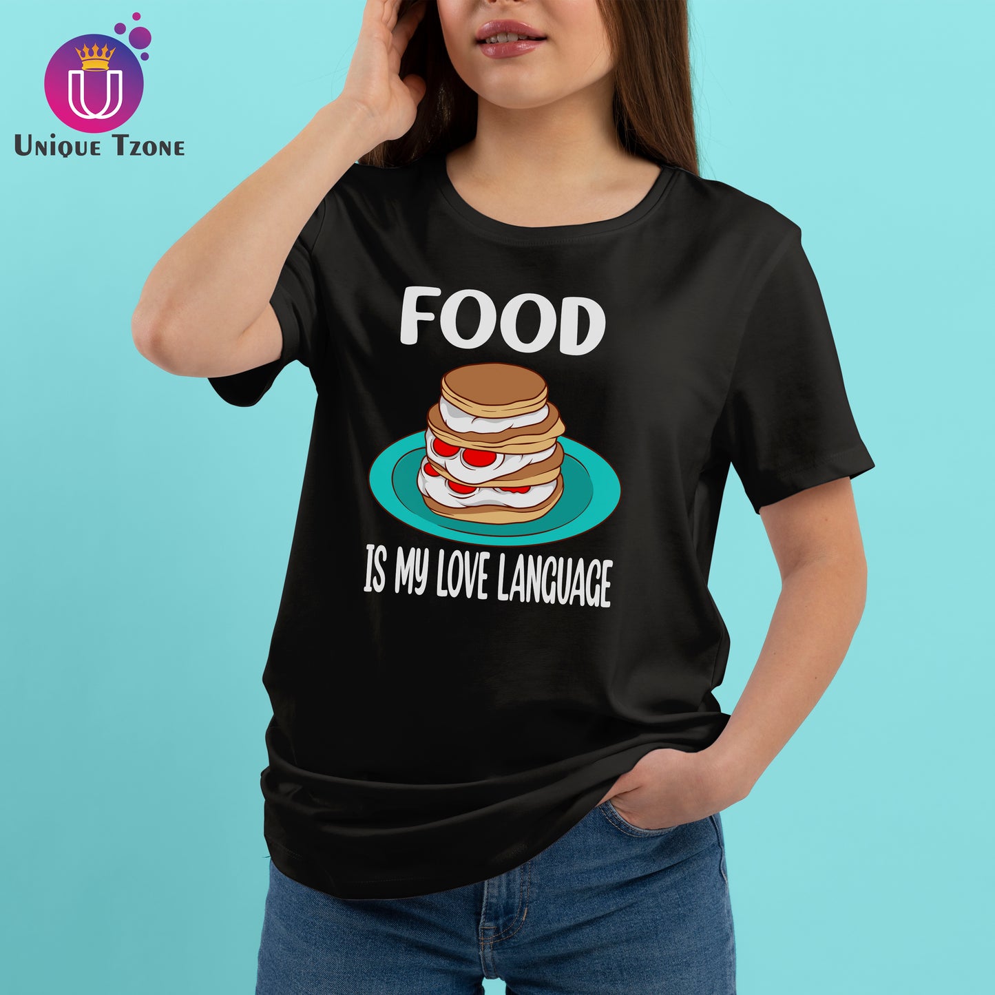 Food Is My Love Language Round Neck Half Sleeve Cotton T-shirt