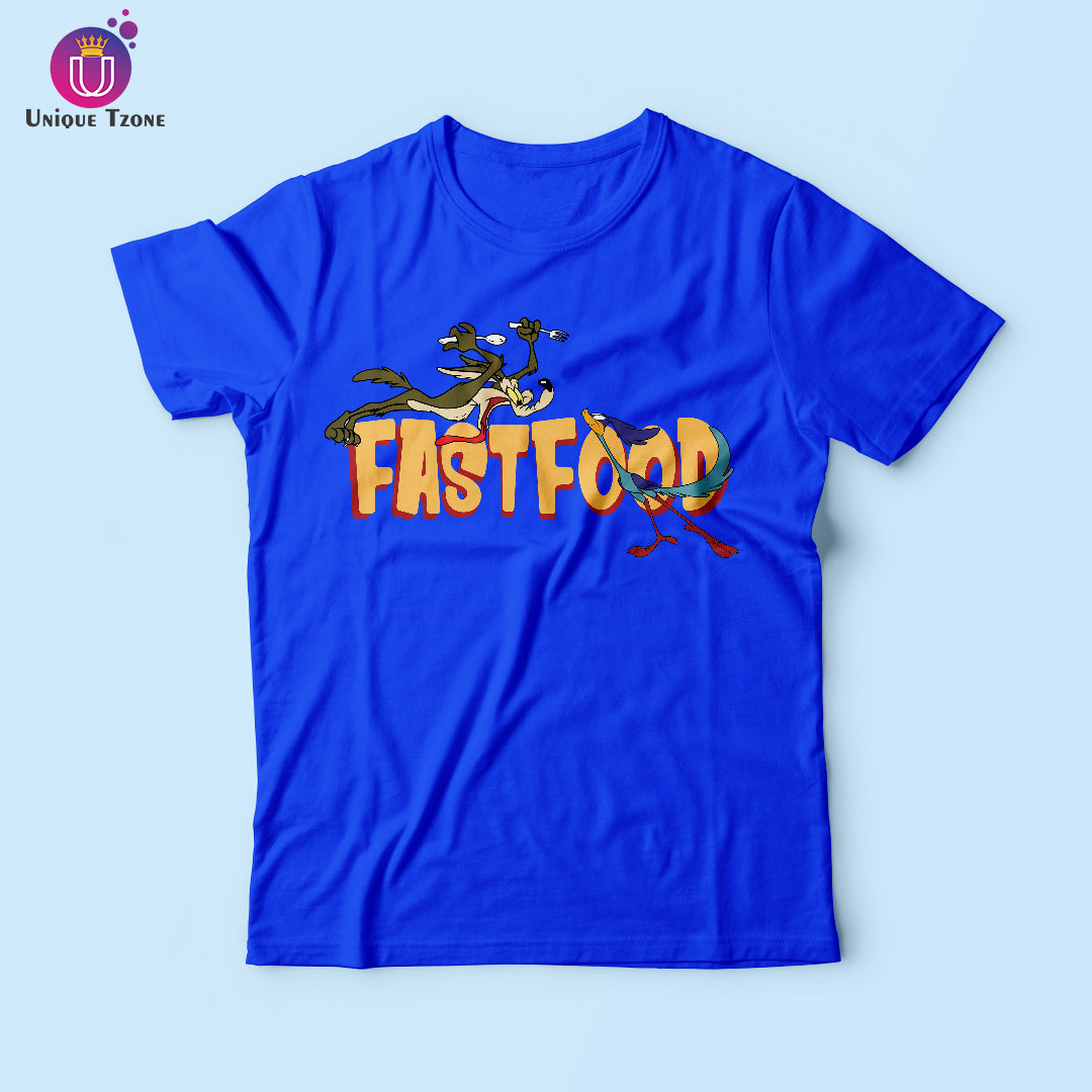Fast Food Looney Toons Graphics Round Neck Half Sleeve Cotton T-shirt