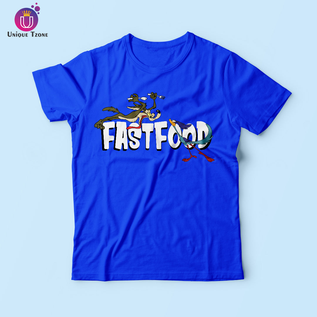 Fast Food Looney Toons Graphics Round Neck Half Sleeve Cotton T-shirt