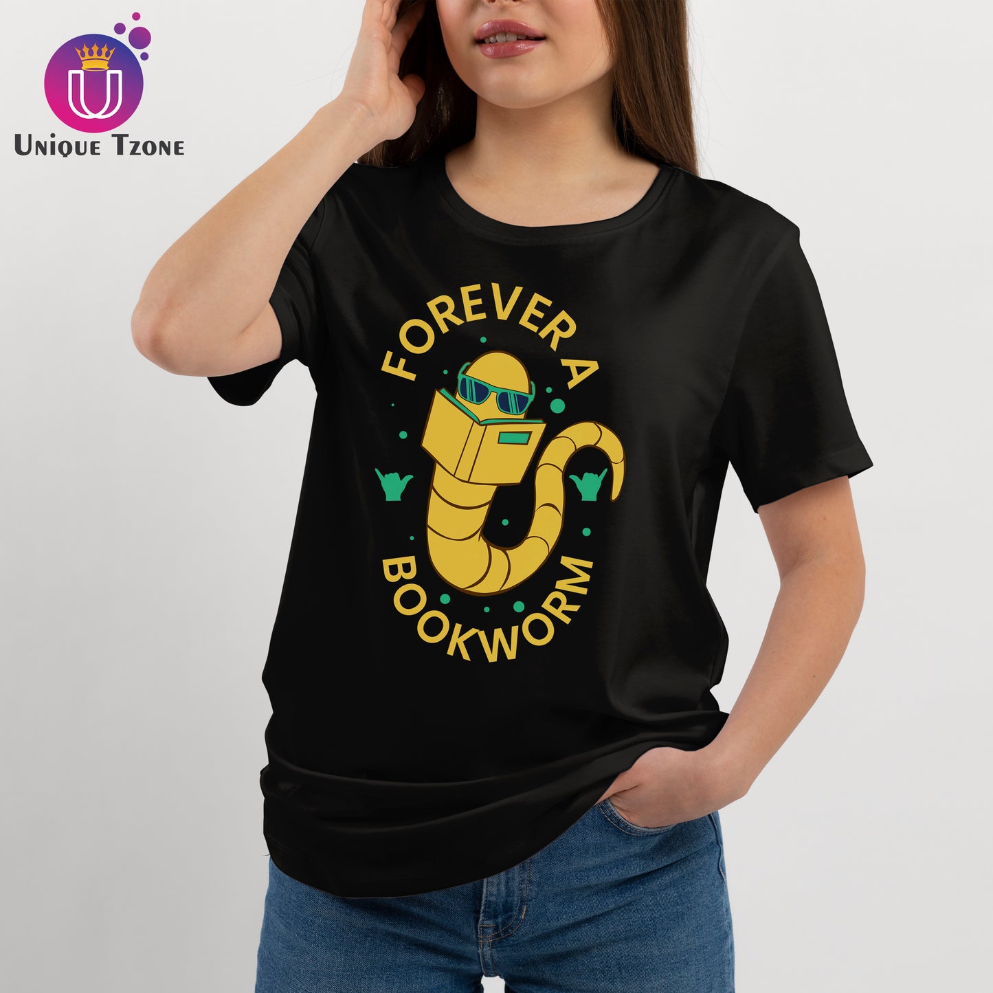 Forever A Book Worm Round Neck Half Sleeve Cotton T-shirt