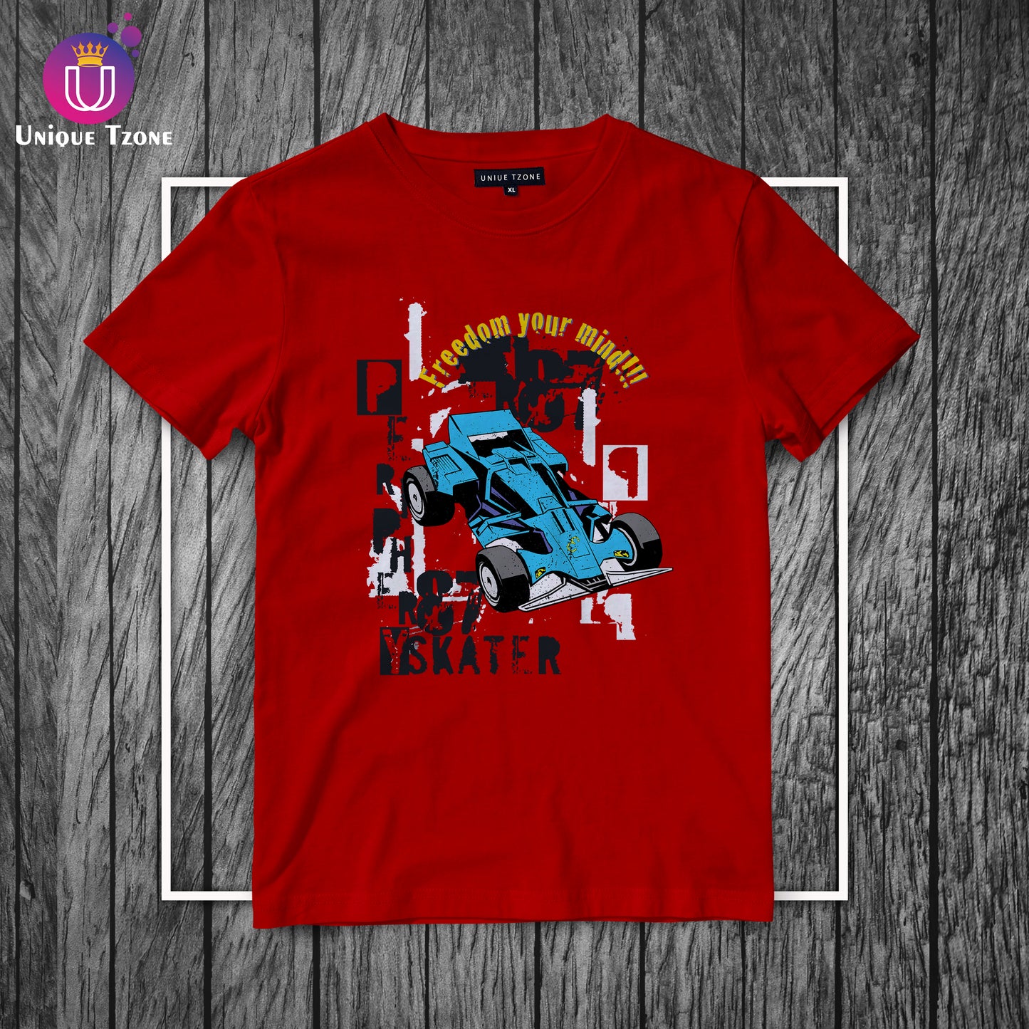 Freedom Your Mind Red Round Neck Half Sleeve Cotton T-shirt