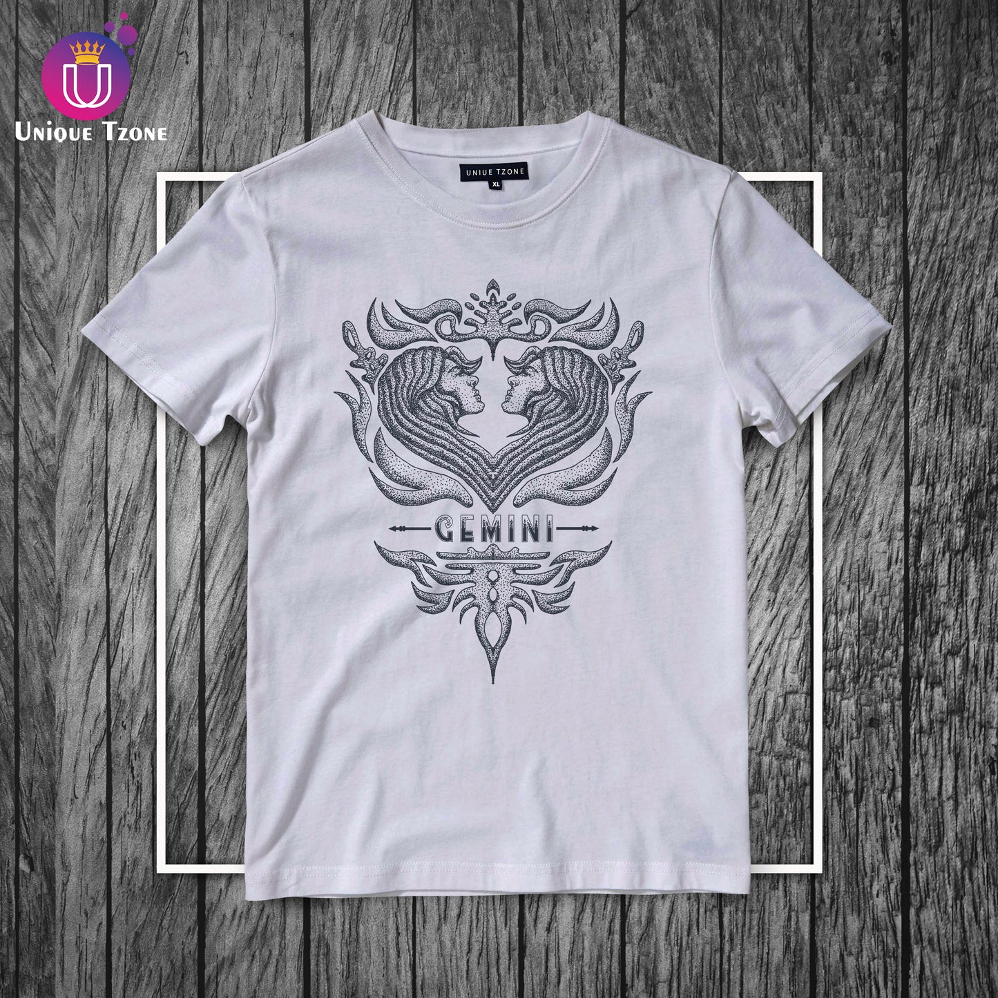 Gemini Urban Graphics Zodiac Sign White Cotton T-shirt