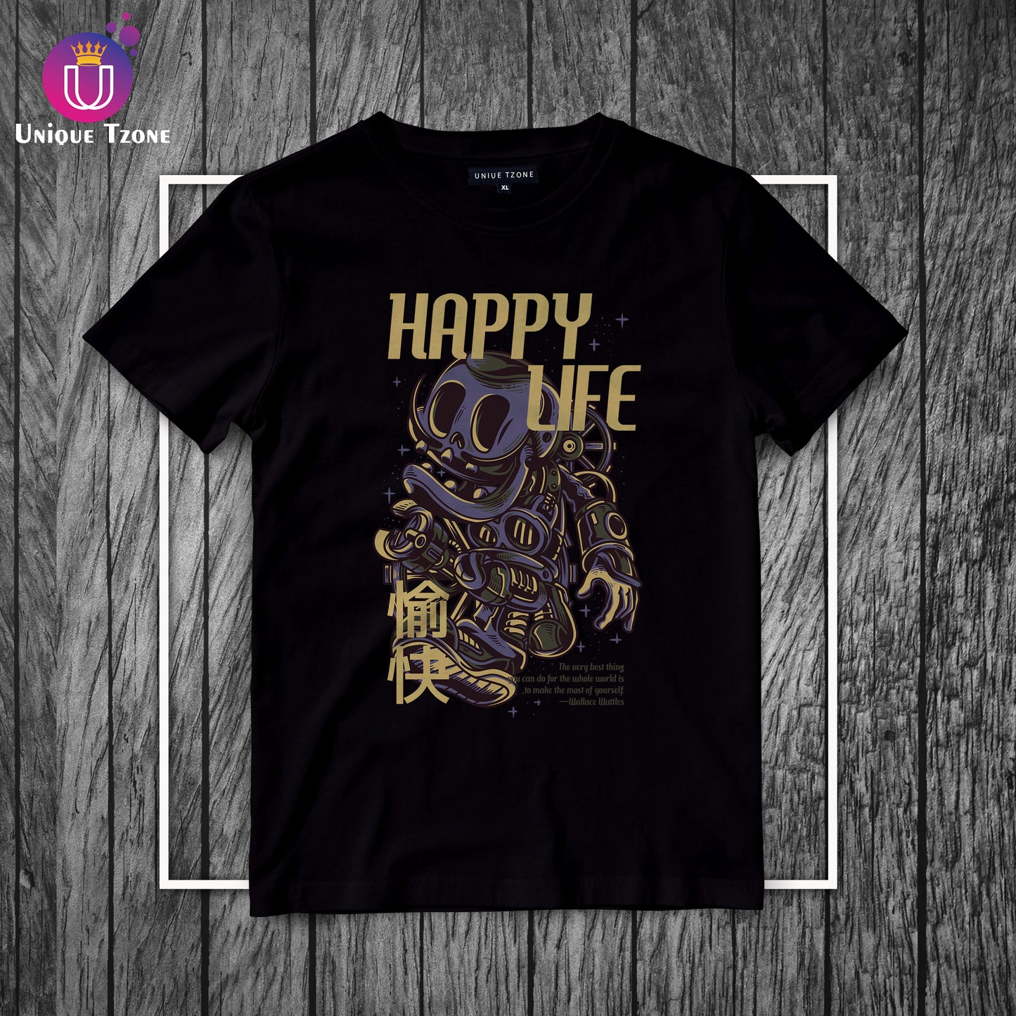 Happy Life Urban Graphics Round Neck Half Sleeve Cotton T-shirt
