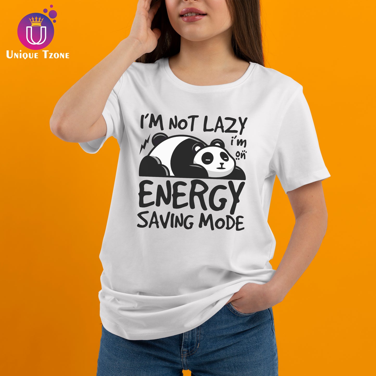 I Am Not Lazy White Round Neck Half Sleeve Cotton T-shirt