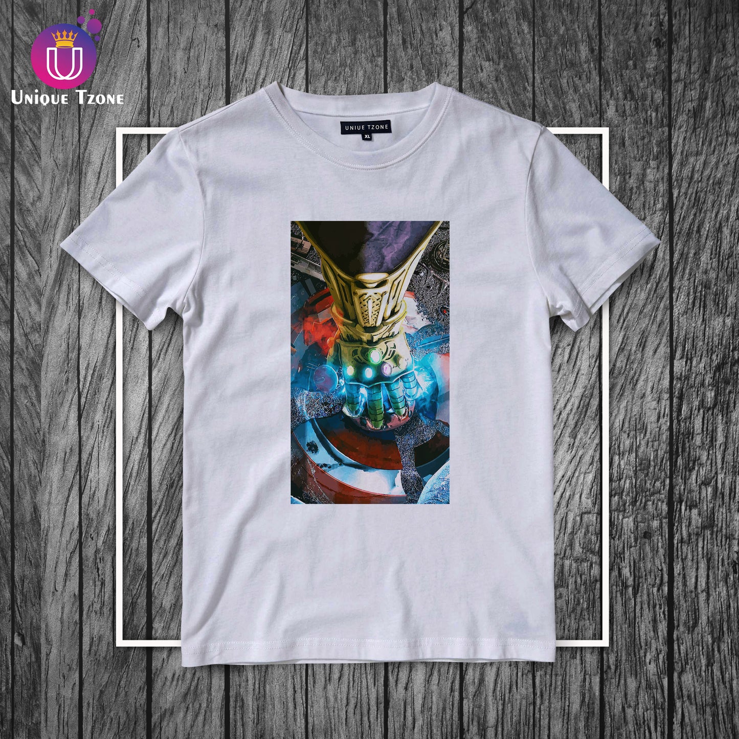 Infinity Stoned Hand Marvel Half Sleeve Round Neck Cotton T-shirt