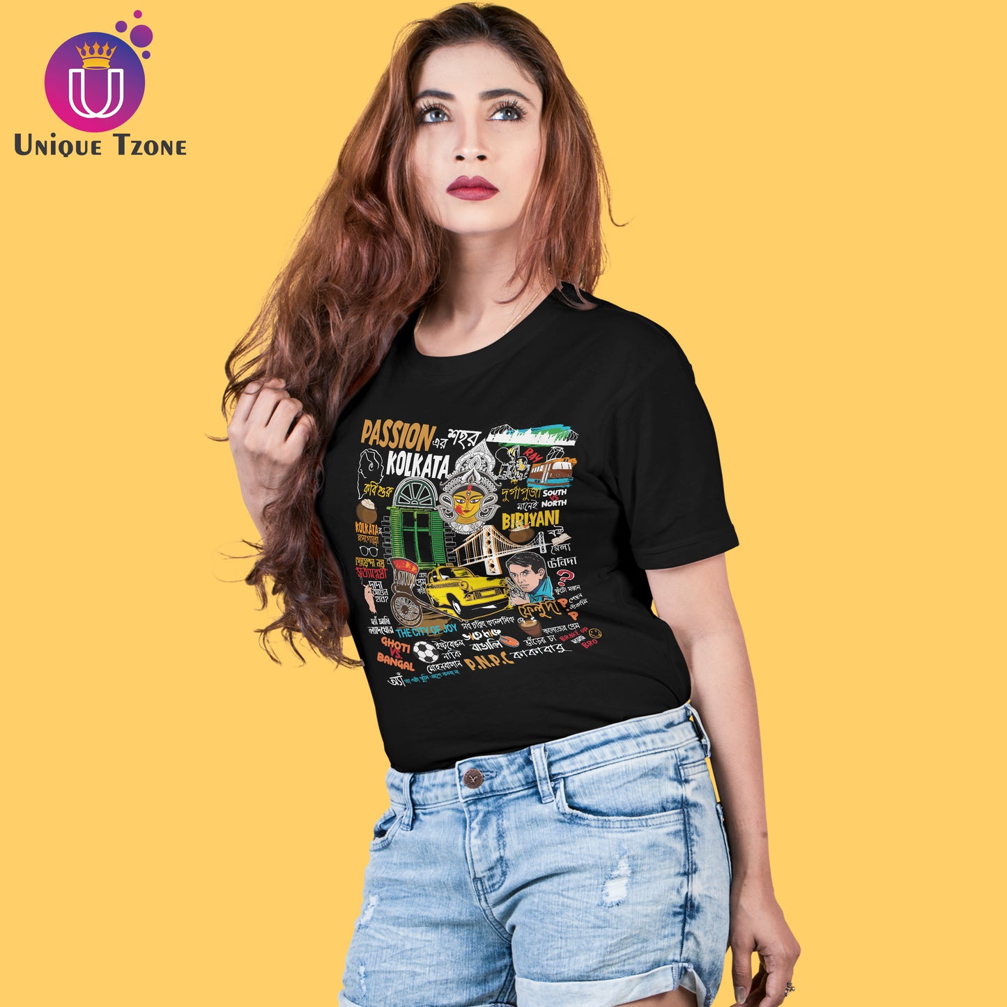 Passioner Sohor Kolkata Bengali Premium Graphics Round Neck Half Sleeve Cotton Tshirt
