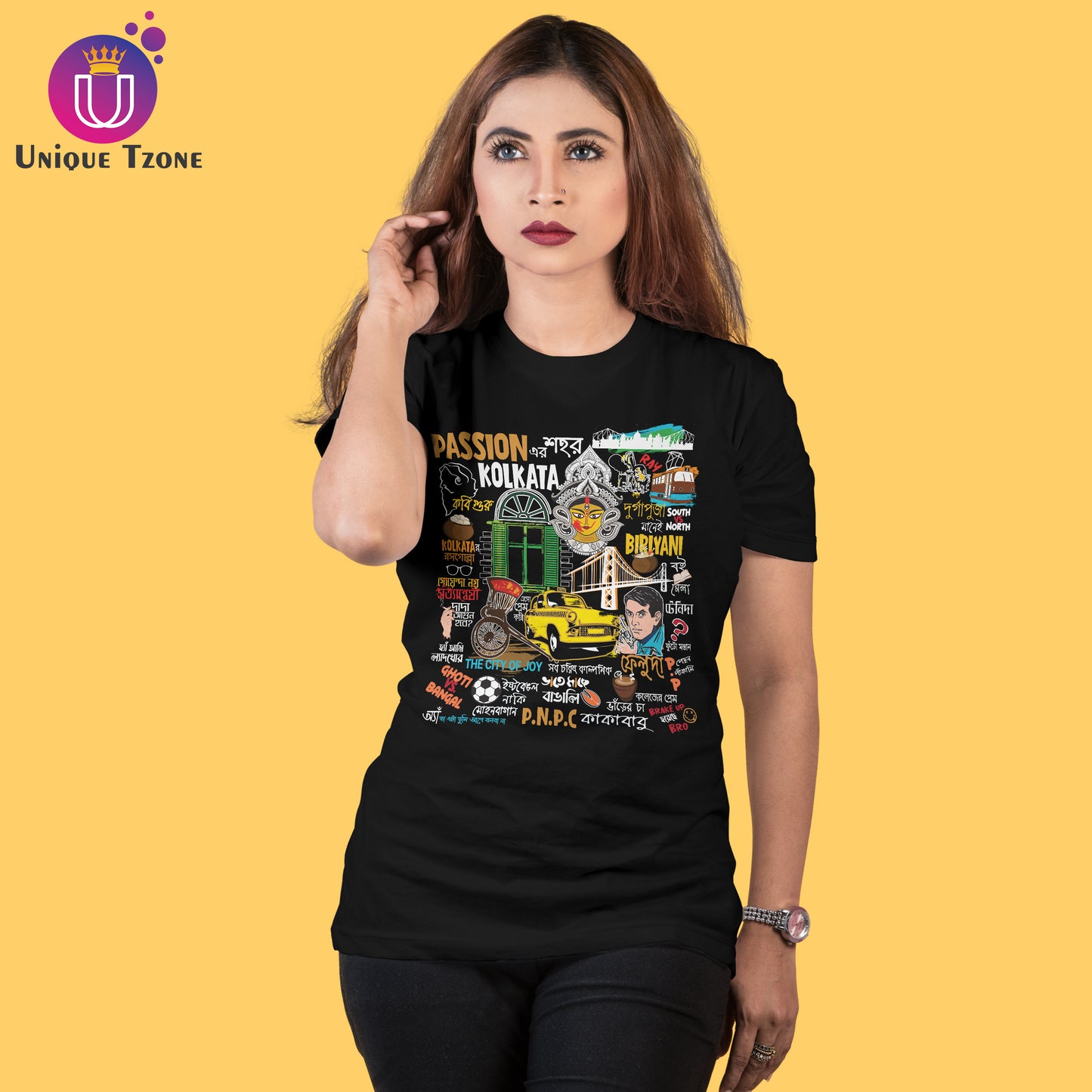 Passioner Sohor Kolkata Bengali Premium Graphics Round Neck Half Sleeve Cotton Tshirt