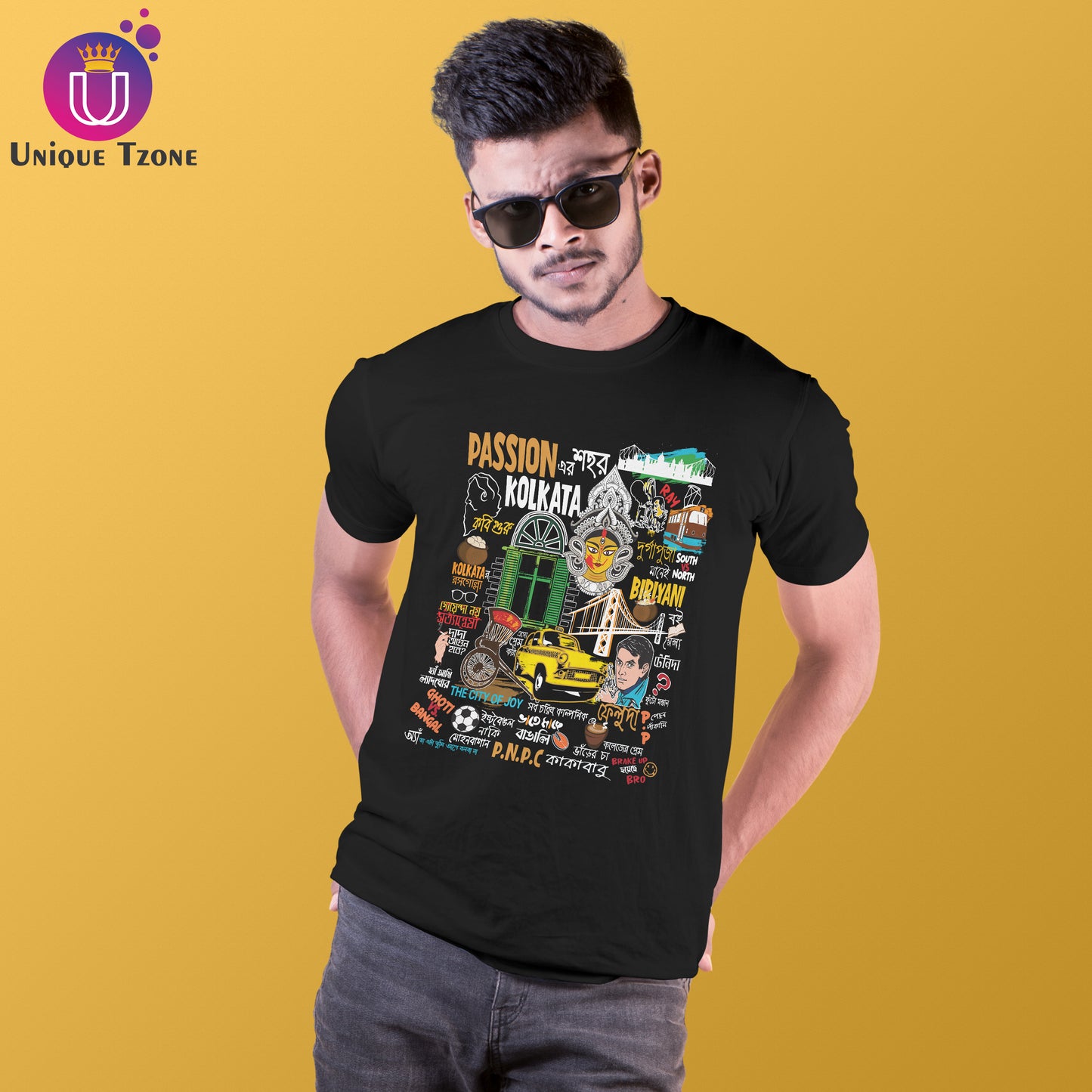 Passioner Sohor Kolkata Bengali Premium Graphics Round Neck Half Sleeve Cotton Tshirt