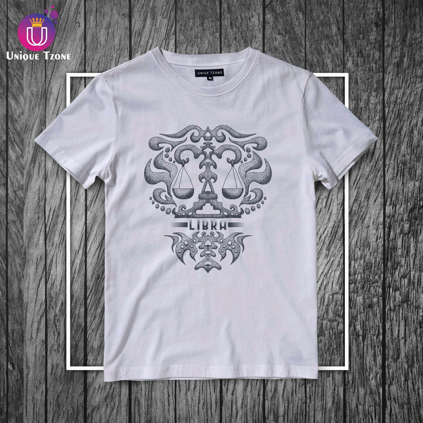 Libra Urban Graphics Zodiac Sign White Cotton Half Sleeve T-shirt