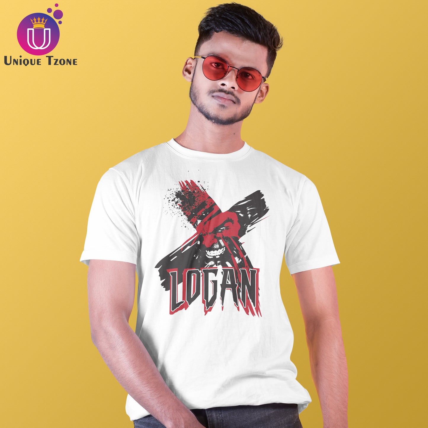 Logan Men's Cotton Graphics Half Sleeve Round Neck T-shirt