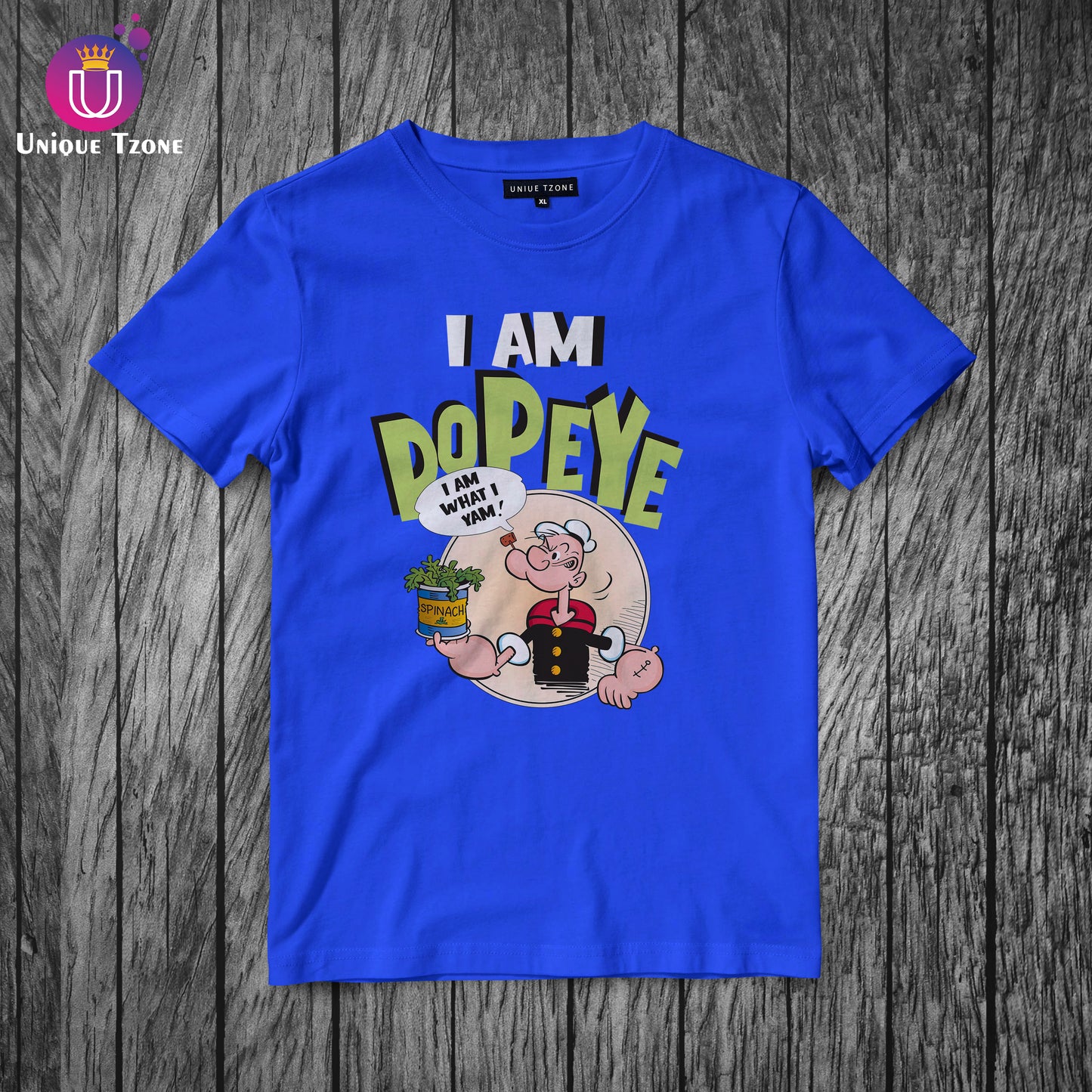 I Am Popeye Round Neck Half Sleeve Cotton T-shirt