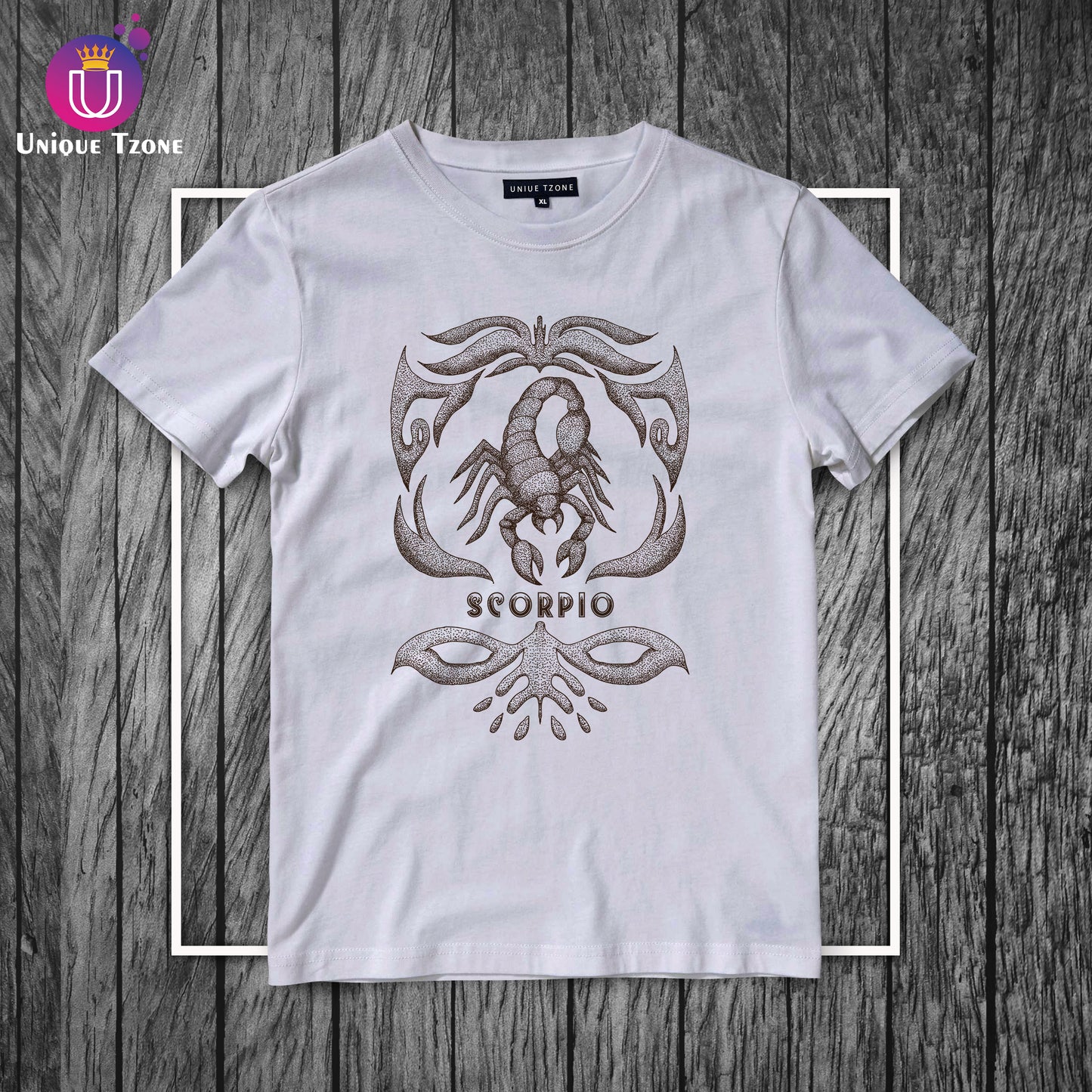 Scorpio Urban Graphics Zodiac Sign White Cotton Half Sleeve T-shirt