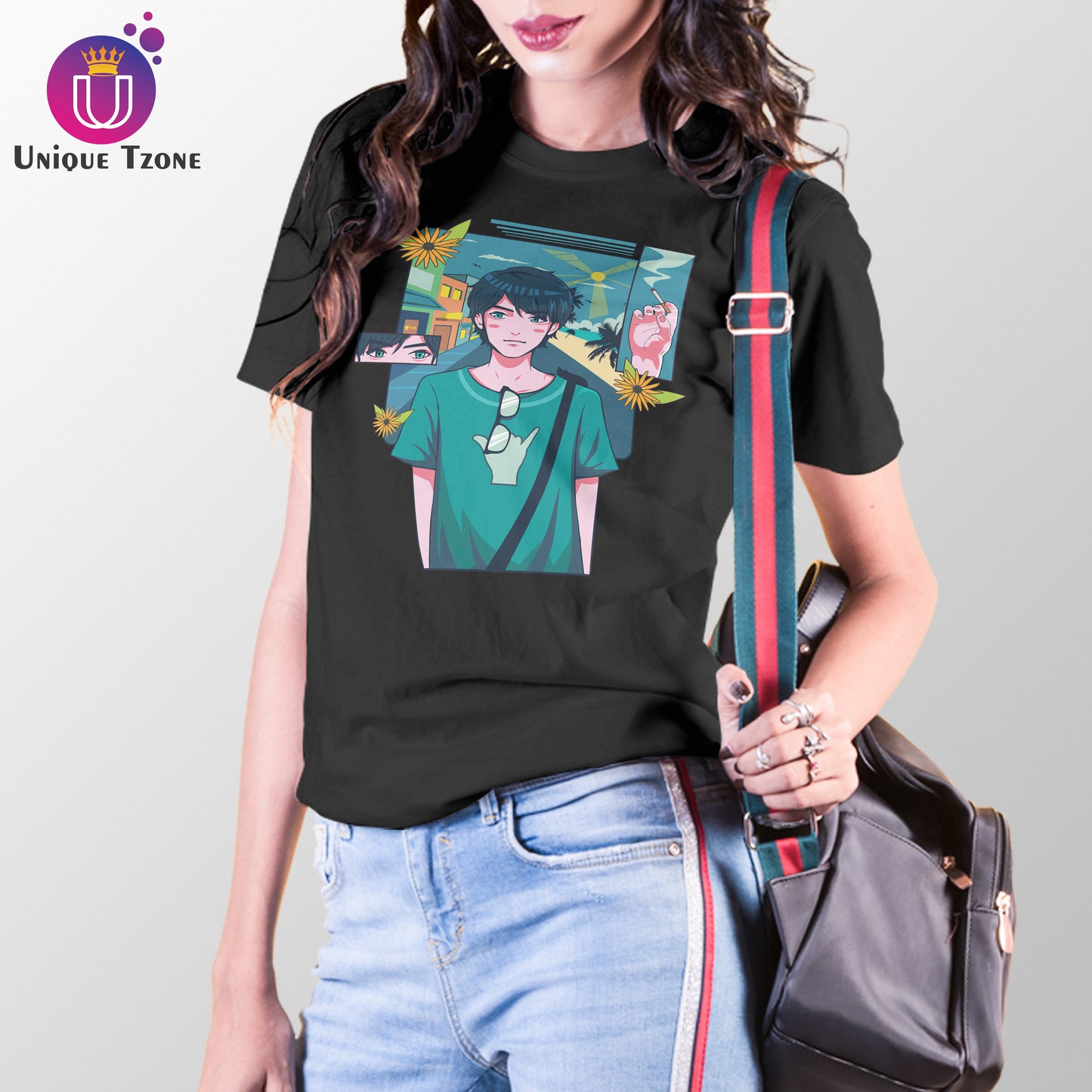 Sweet Boy Anime Women Round Neck Half Sleeve Cotton T-shirt