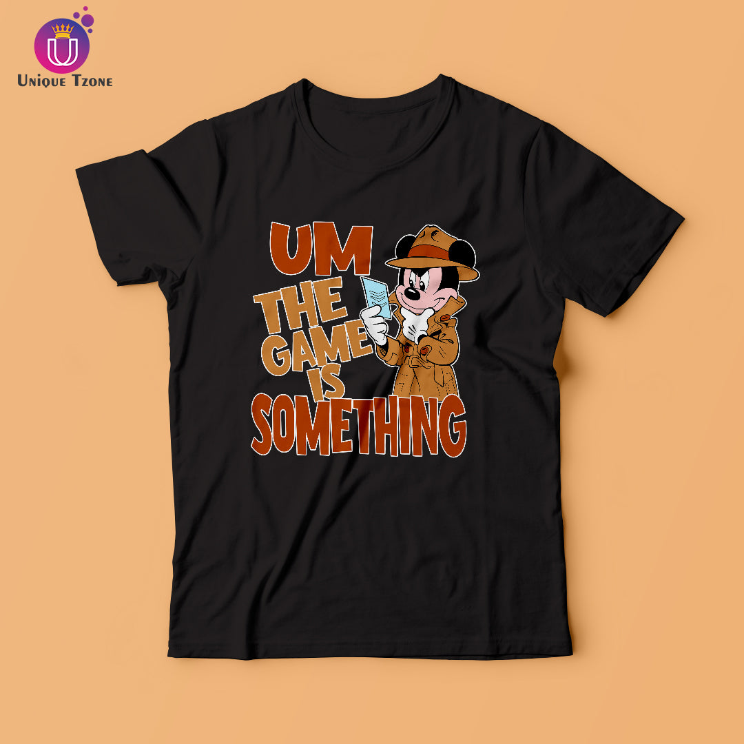The Game Is Something Micky's Thought Round Neck Black Round Neck Cotton T-shirt