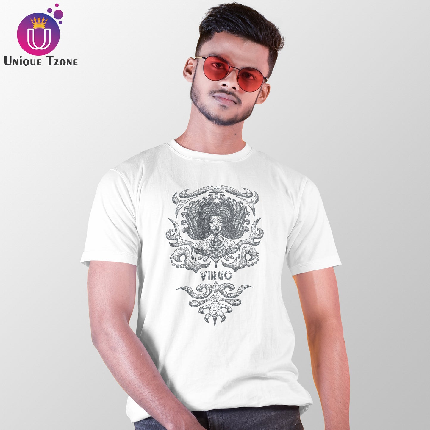 Virgo Urban Graphics Zodiac Sign White Cotton Half Sleeve T-shirt