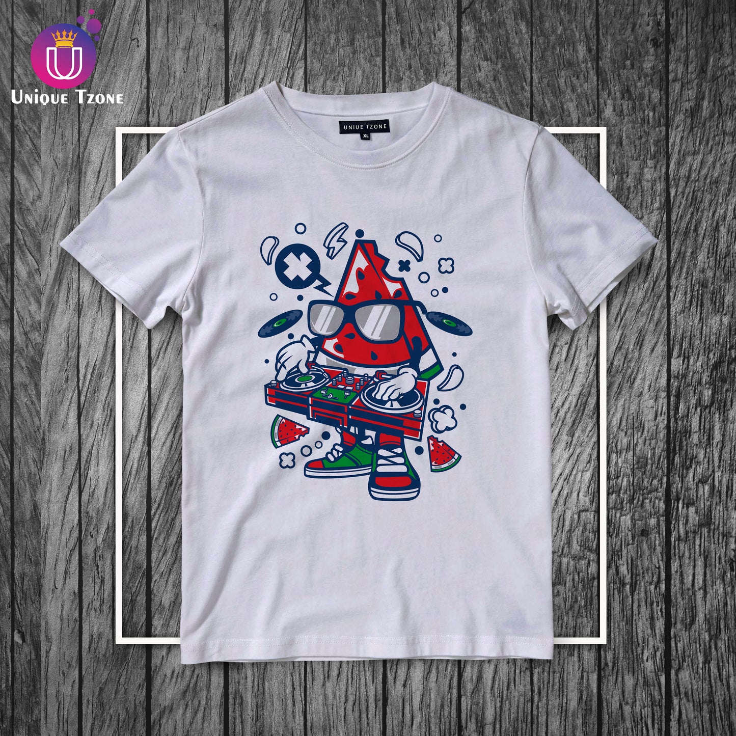 Water Melon Dj Round Neck Half Sleeve Cotton T-shirt