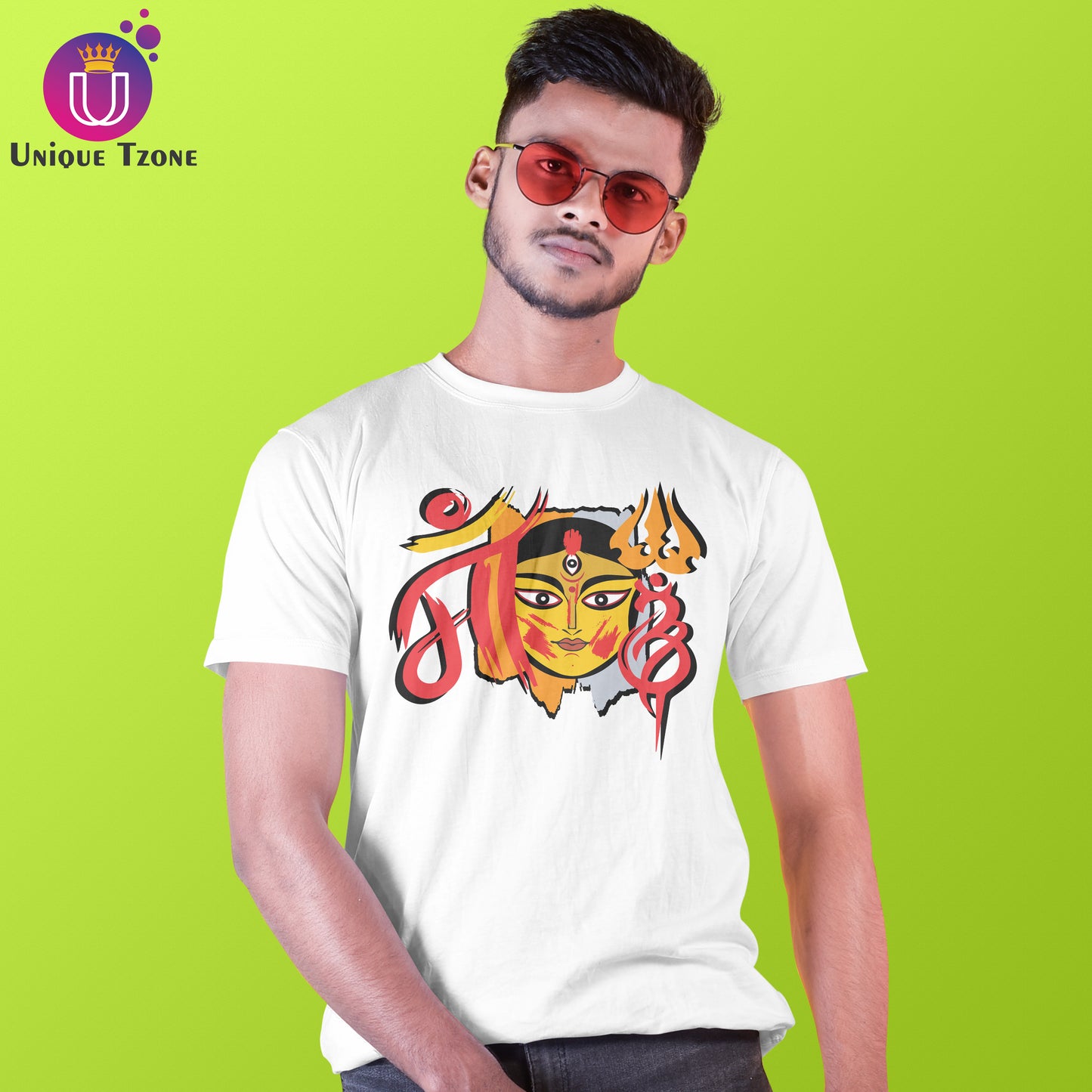 Durga Maa Face Art Premium Graphics Cotton T-shirt