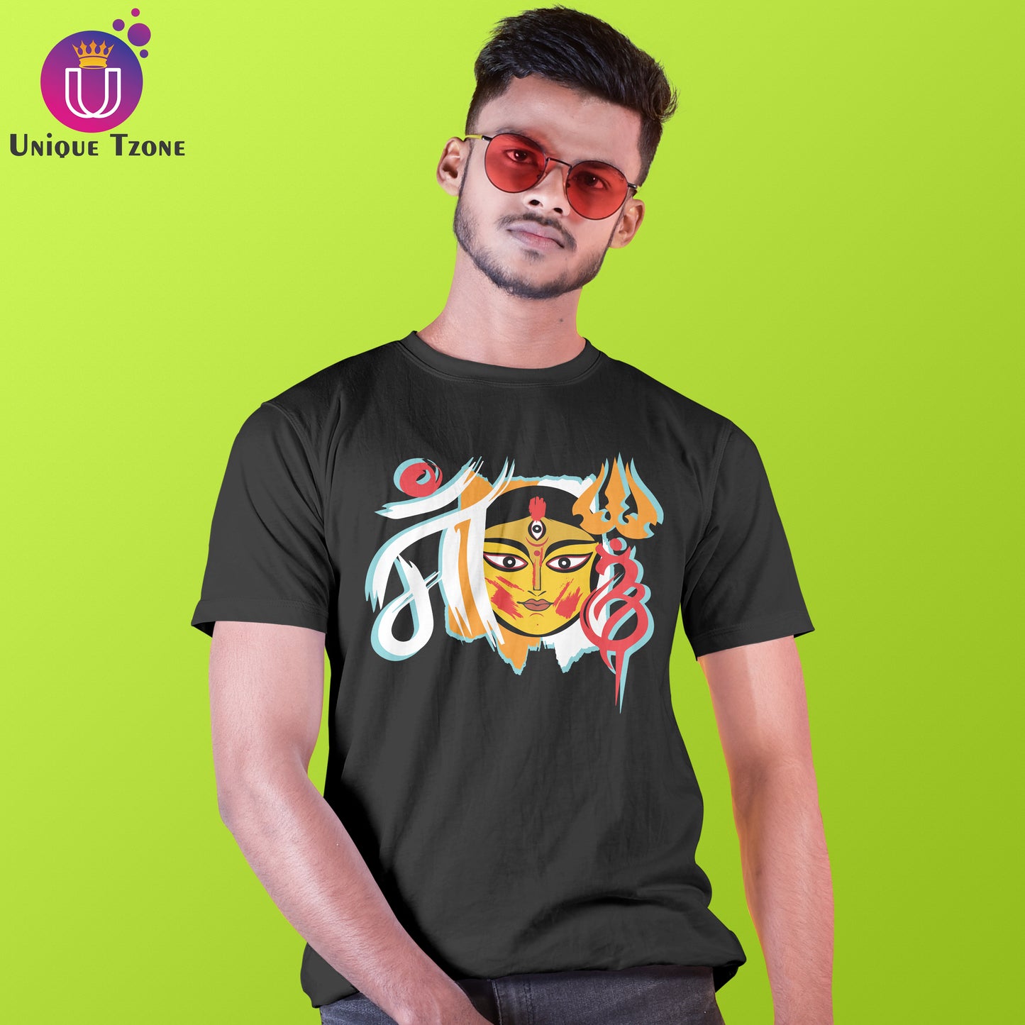 Durga Maa Face Art Premium Graphics Cotton T-shirt