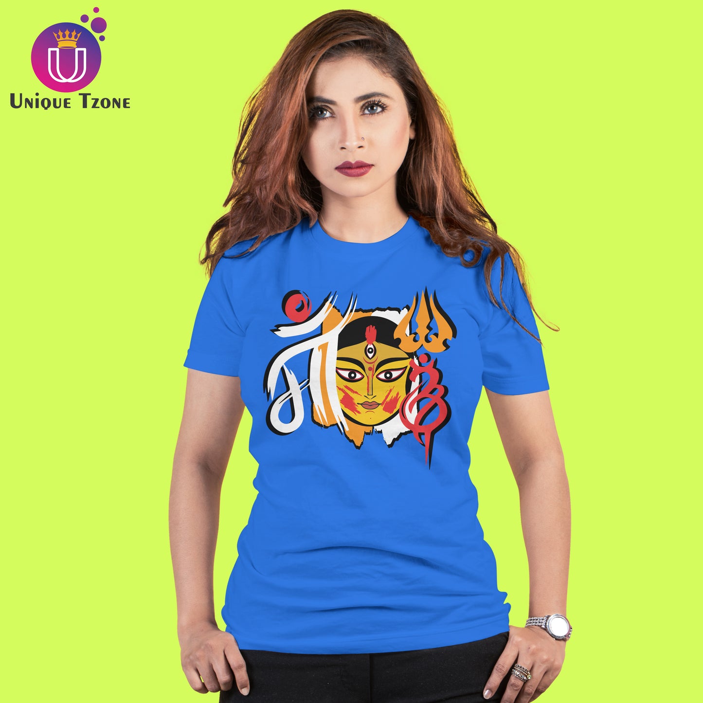 Durga Maa Face Art Premium Graphics Cotton T-shirt
