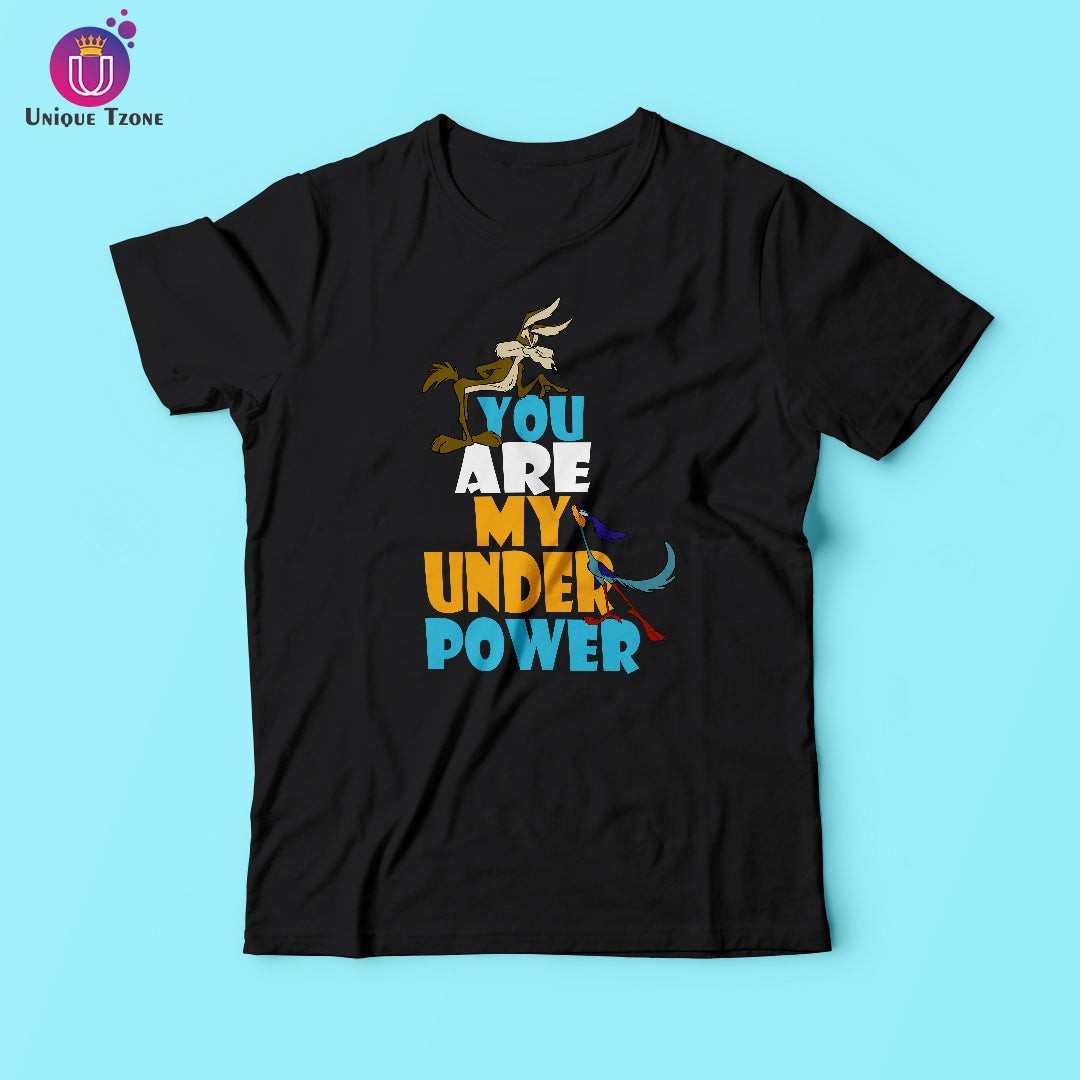 You Are Under My Power Black Round Neck Cotton T-shirt