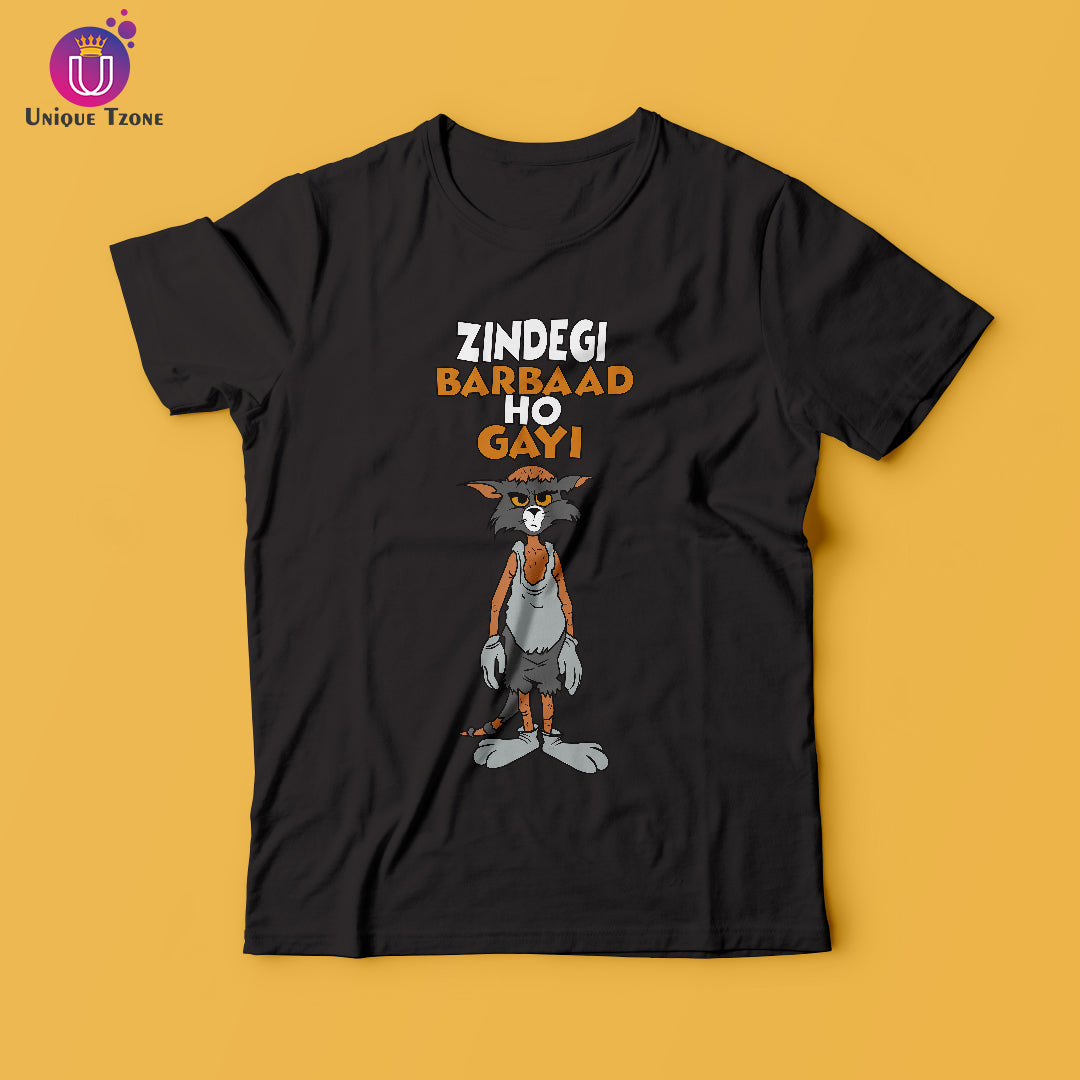 Zindegi Barbaad Ho Gayi Funny Tom Round Neck Half Sleeve Cotton T-shirt