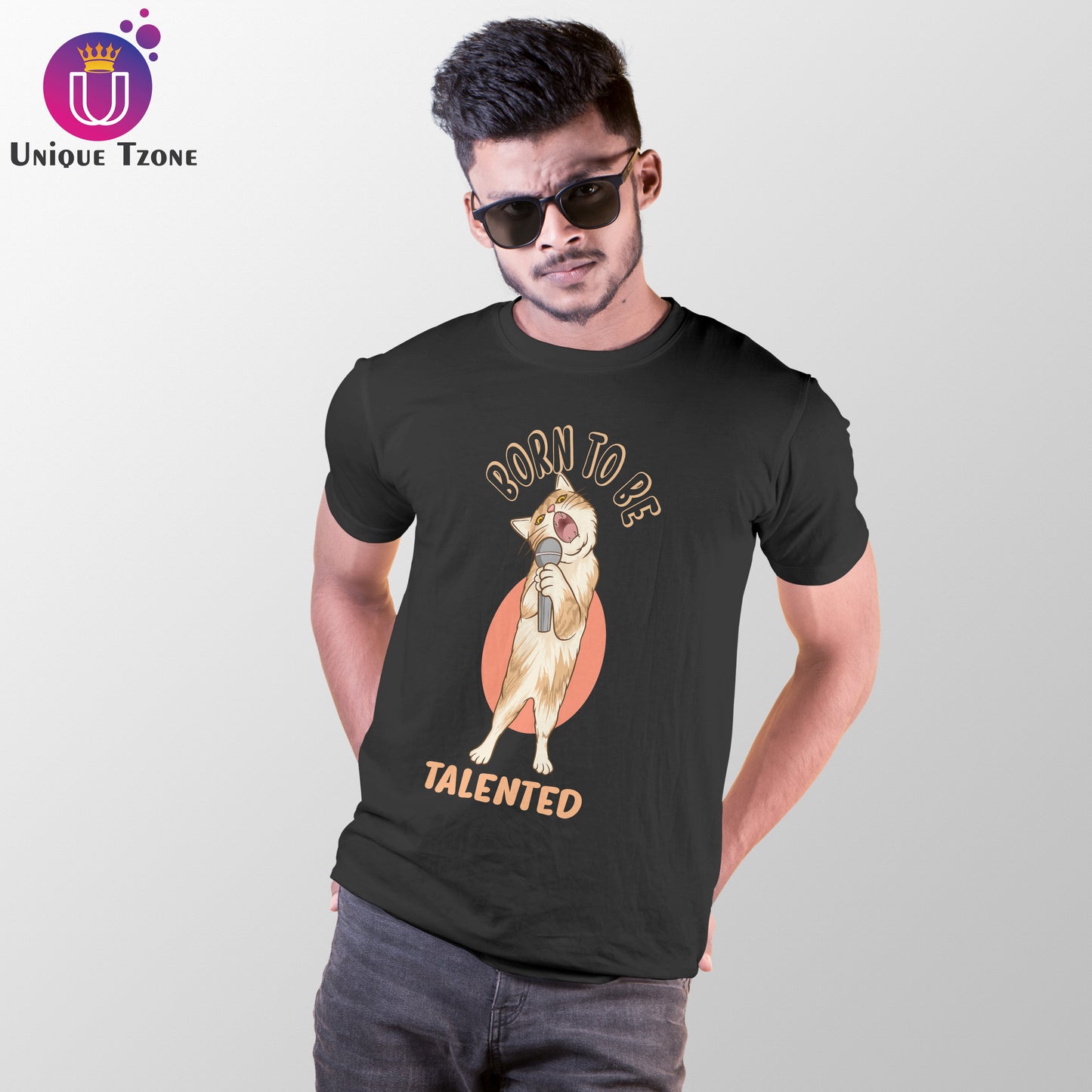 Born To Be Sing Round Neck Half Sleeve Cotton T-shirt