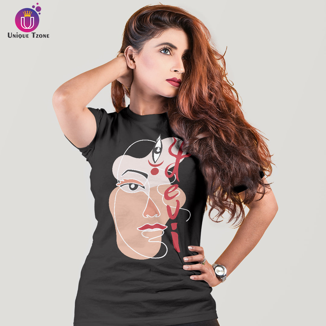 Devi Round Neck Cotton Premium Graphics T-shirt