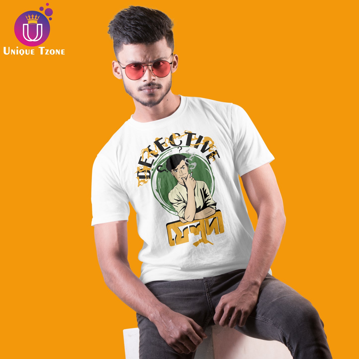 Detective Feluda Round Neck Half Sleeve Unisex Cotton Tshirt