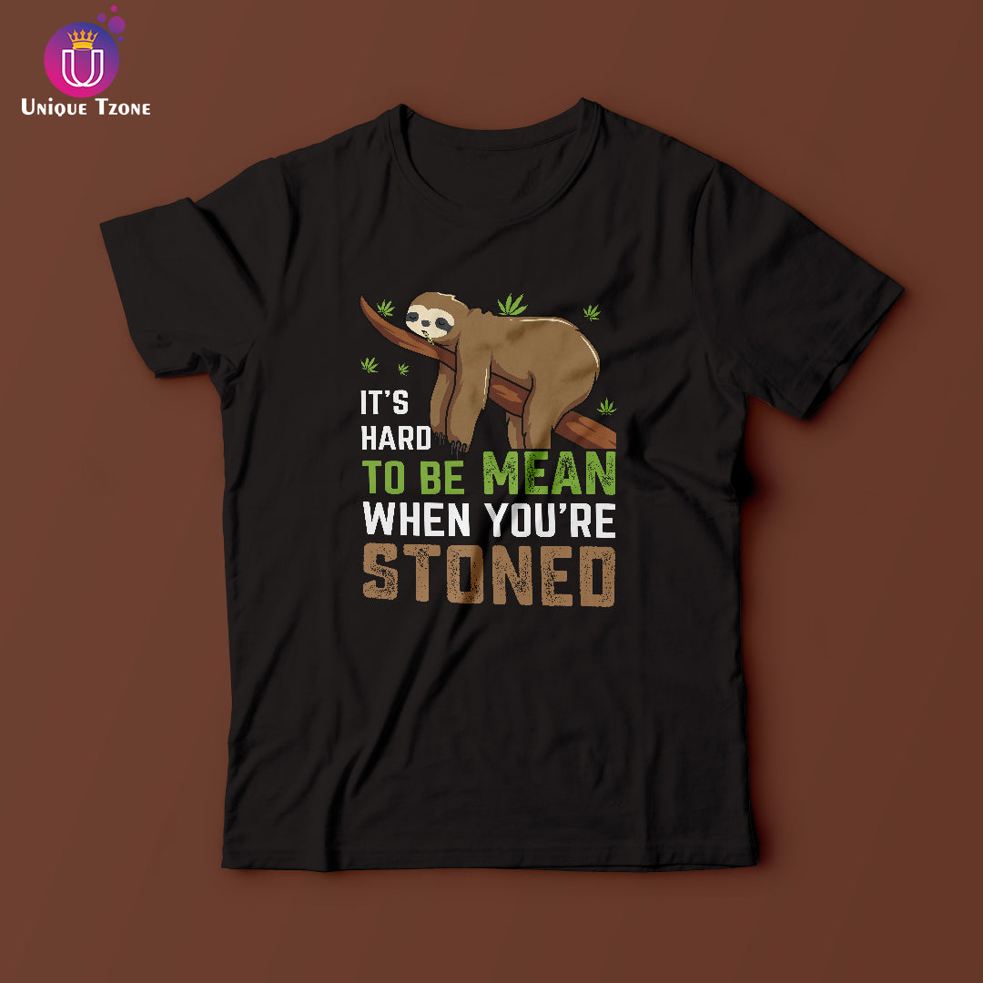 When You Are Stoned Men Round Neck Black Half Sleeve Cotton T-shirt
