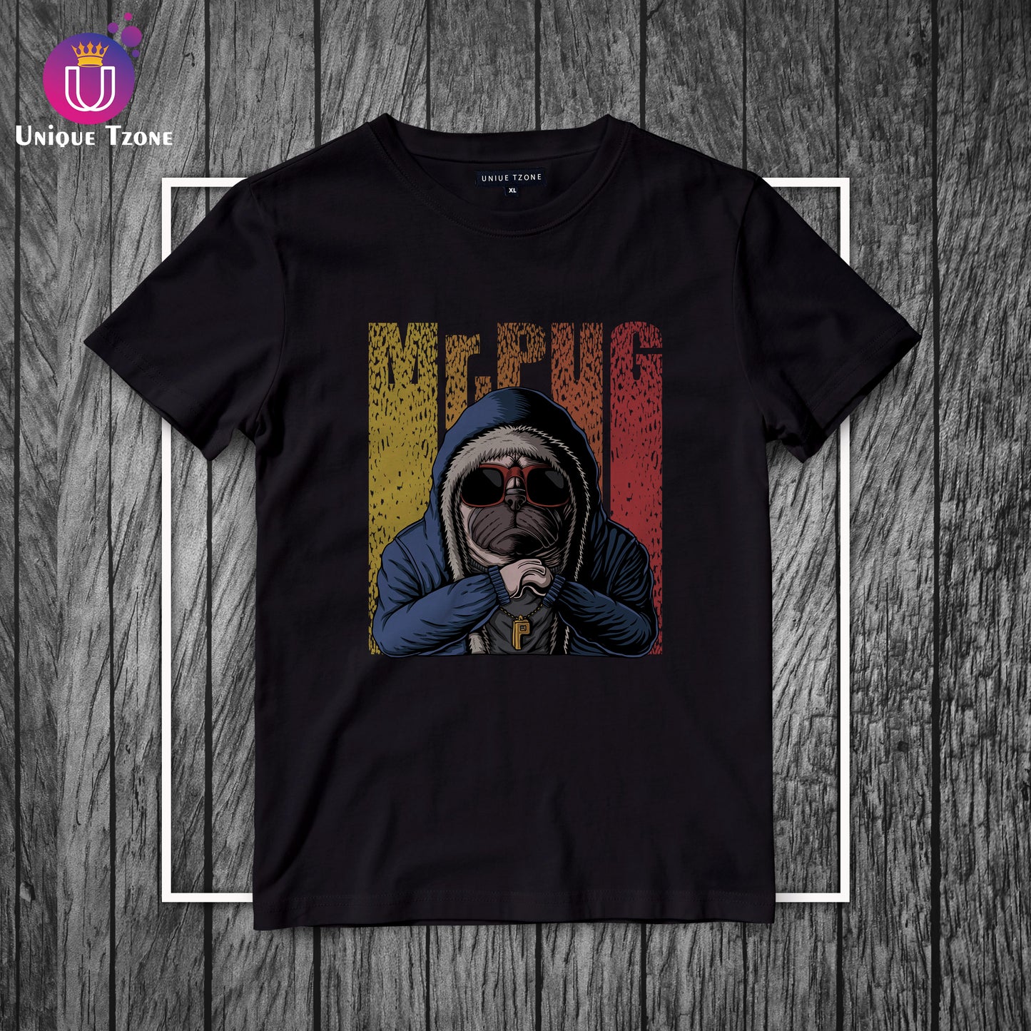 Mr. Pug Round Neck Half Sleeve Cotton T-shirt